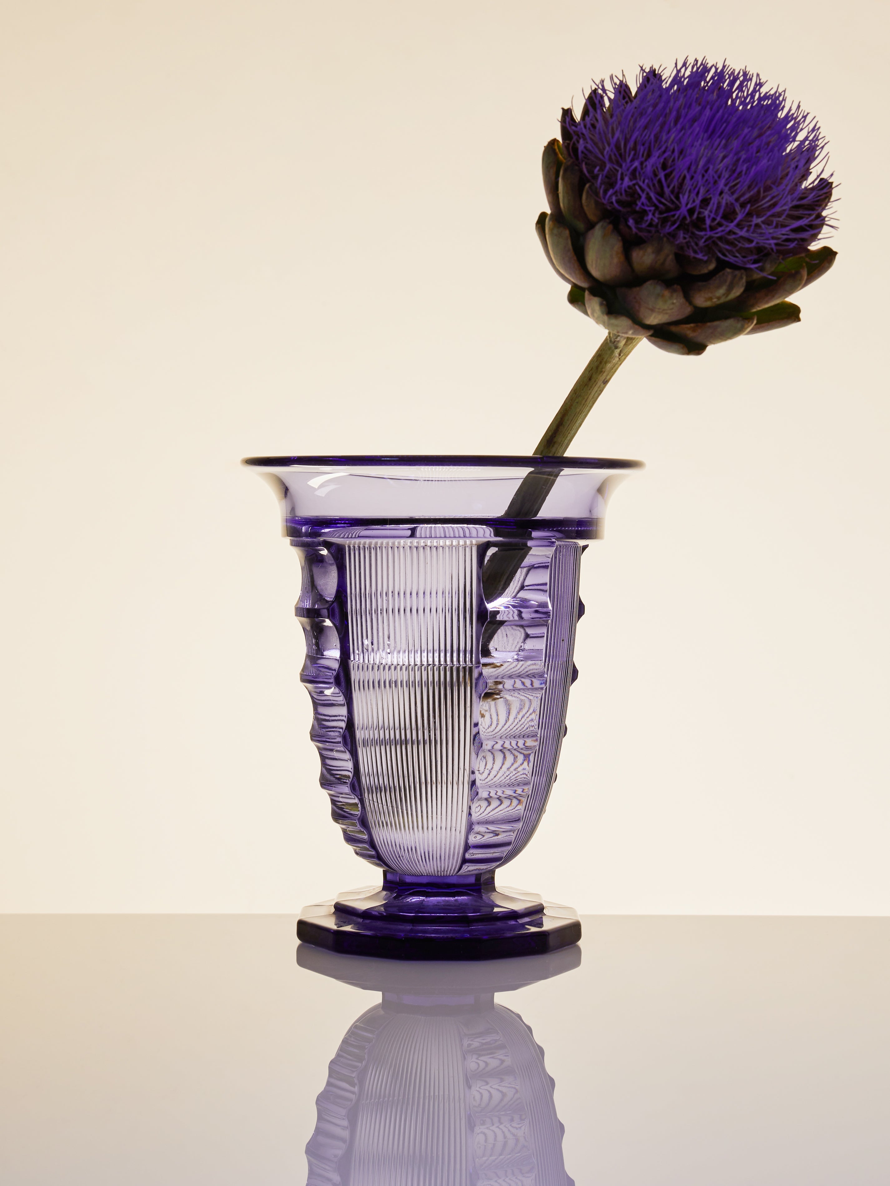 1930s Pierre d'Avesn Art Deco Crystal Vase (8in/20cm)