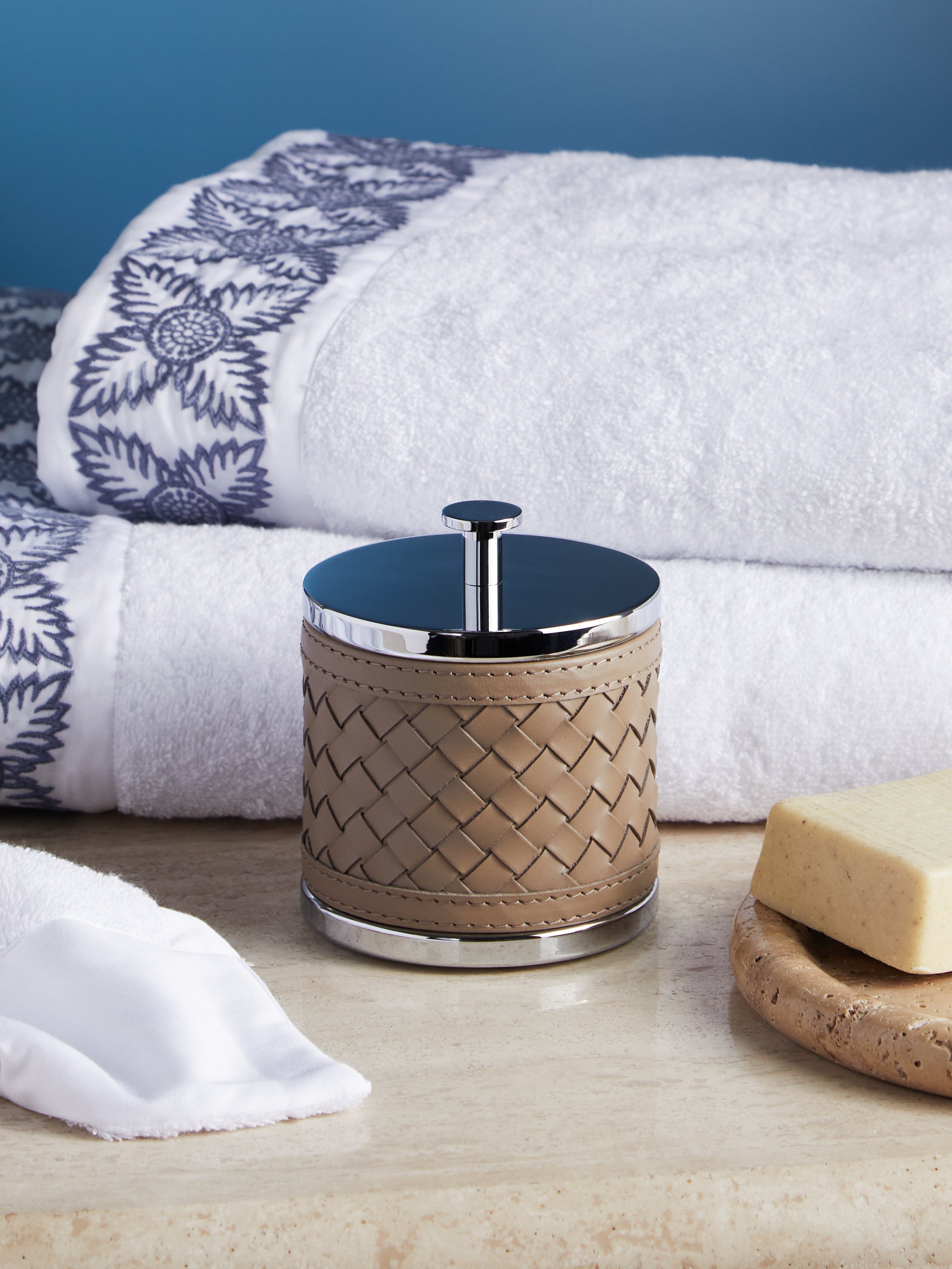 Woven Leather Lidded Box