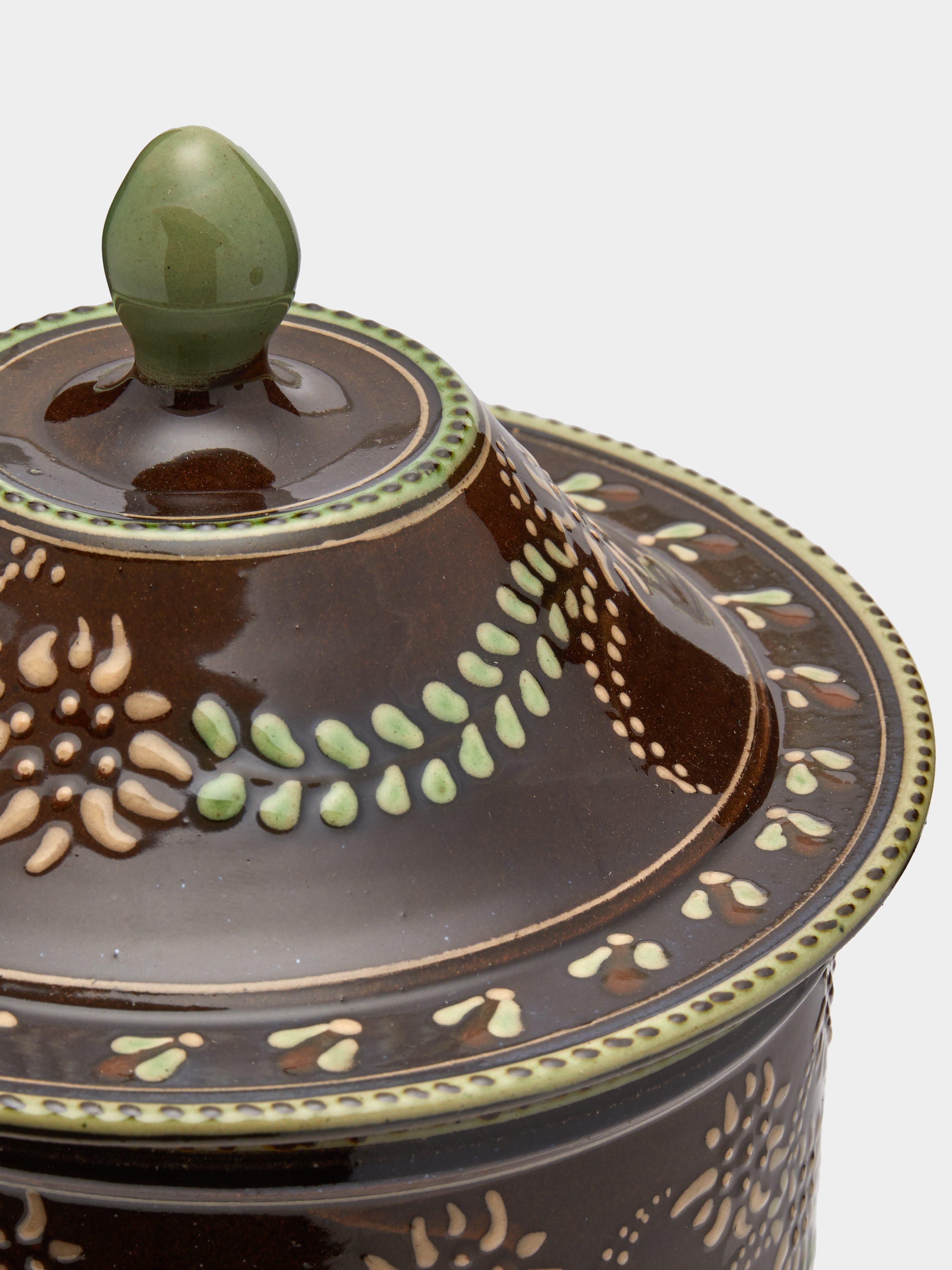 Flowers Hand-Painted Ceramic Medium Lidded Pot