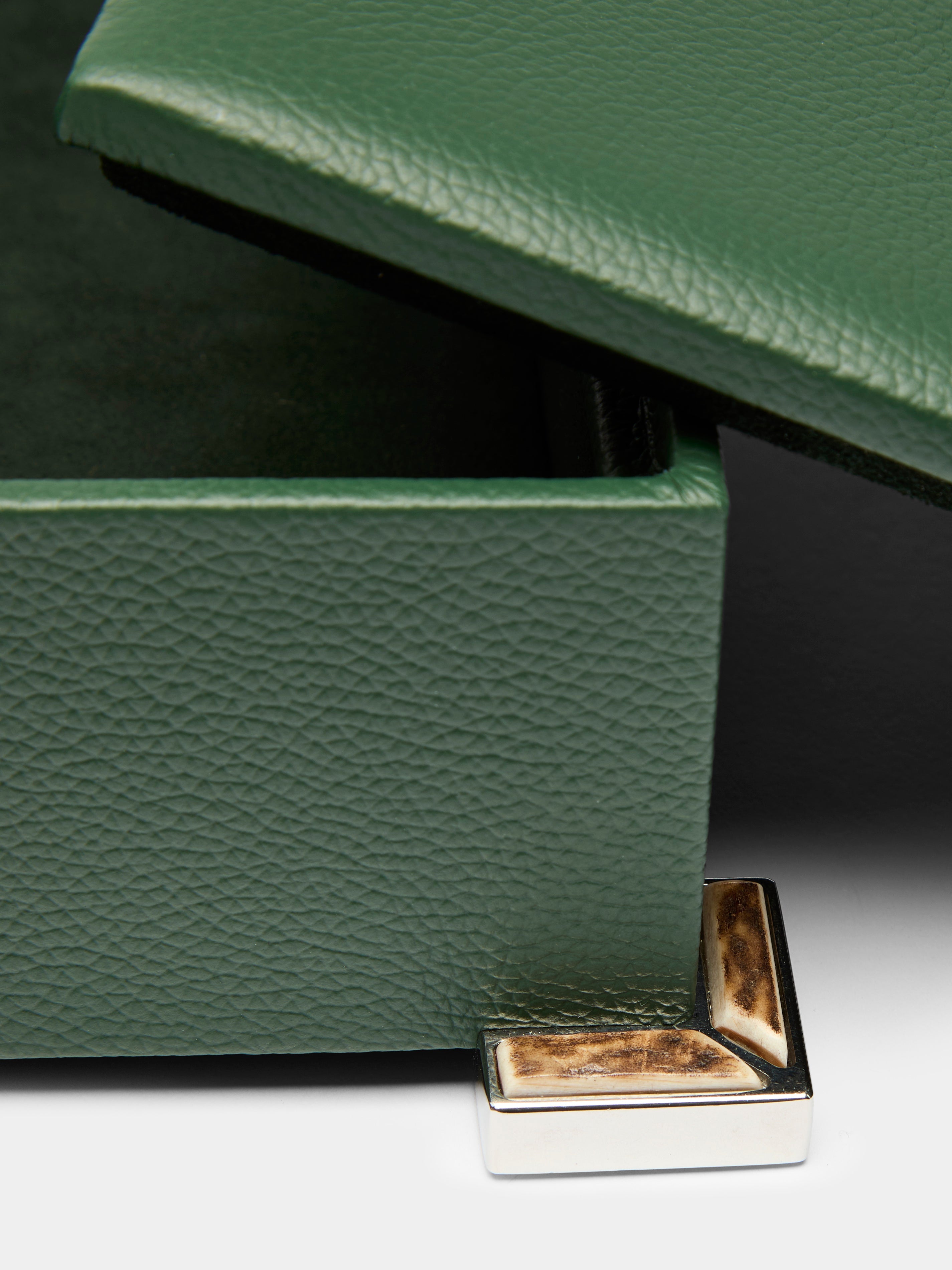 Leather and Stag Antler Rectangular Box