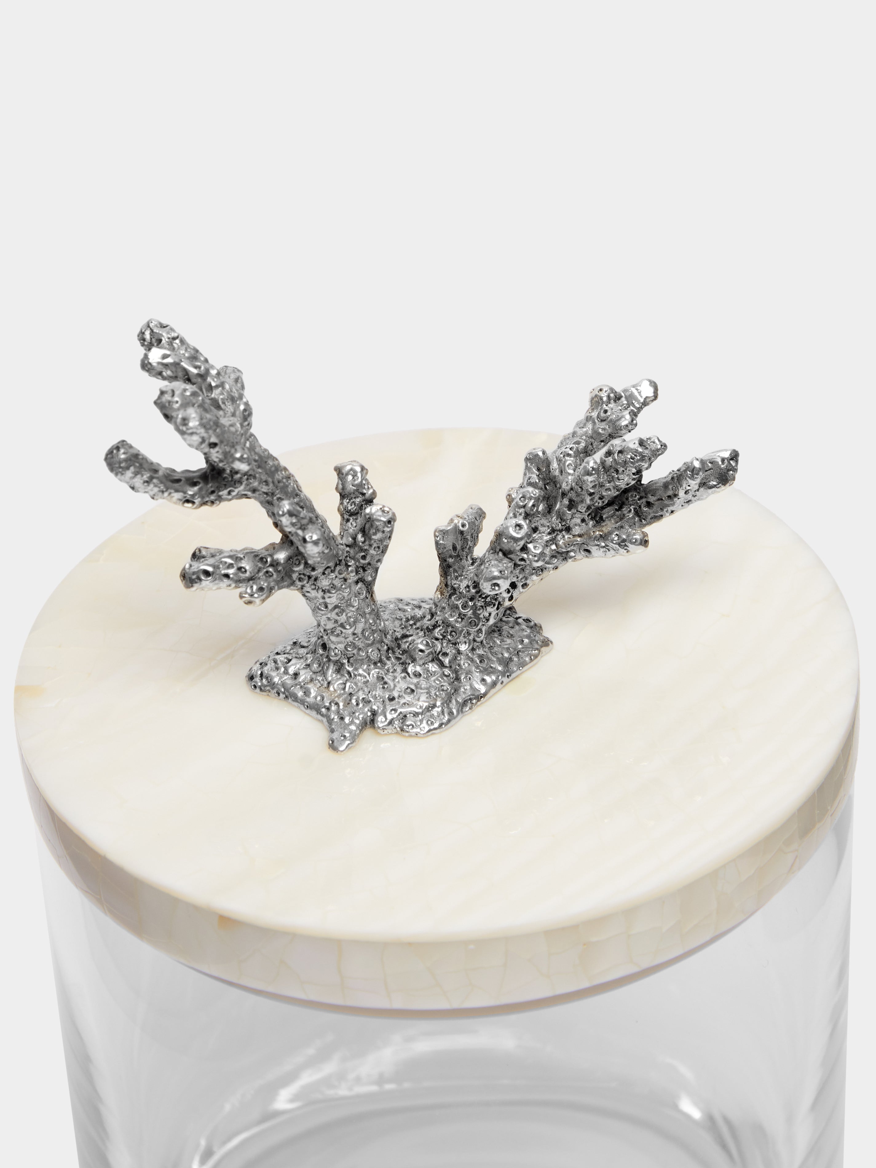Coral Silver-Plated, Shell and Glass Jar