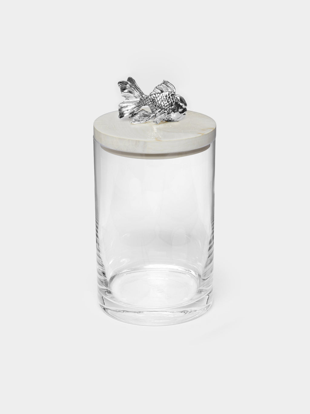 Silver-Plated, Shell and Glass Jar