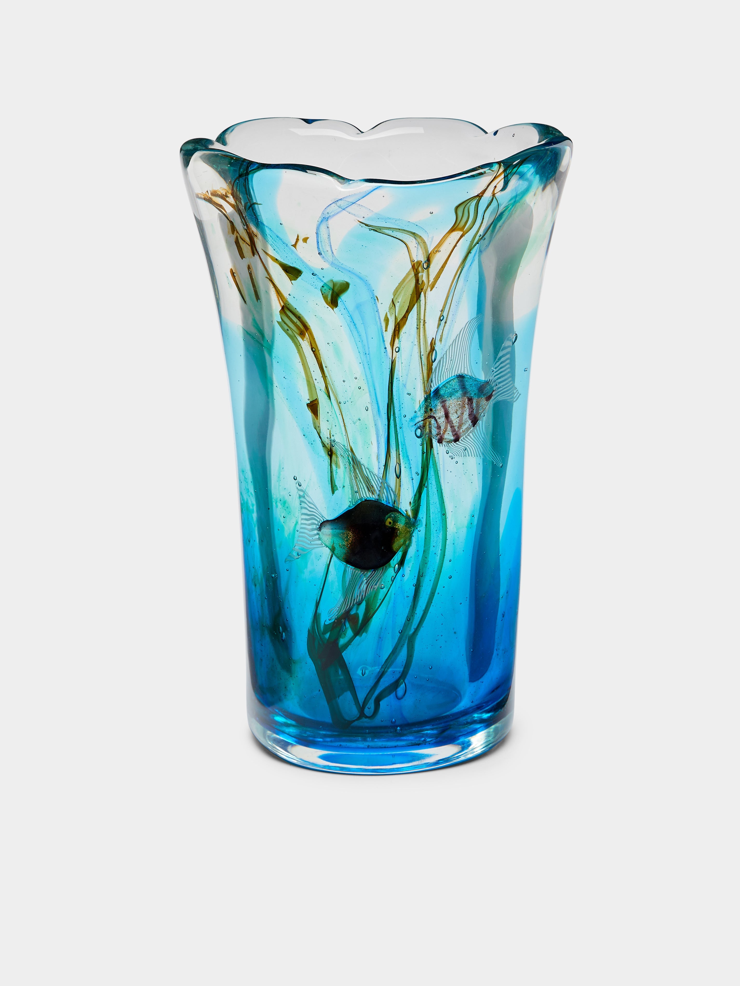 1950s Mazzuccato Aquarium Murano Glass Vase (14.5in/37.5cm)