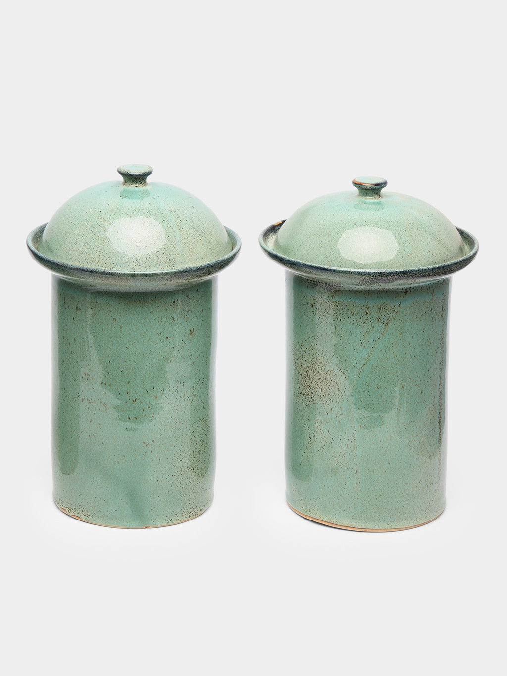 Hand-Glazed Ceramic Lidded Pots (Set of 2)