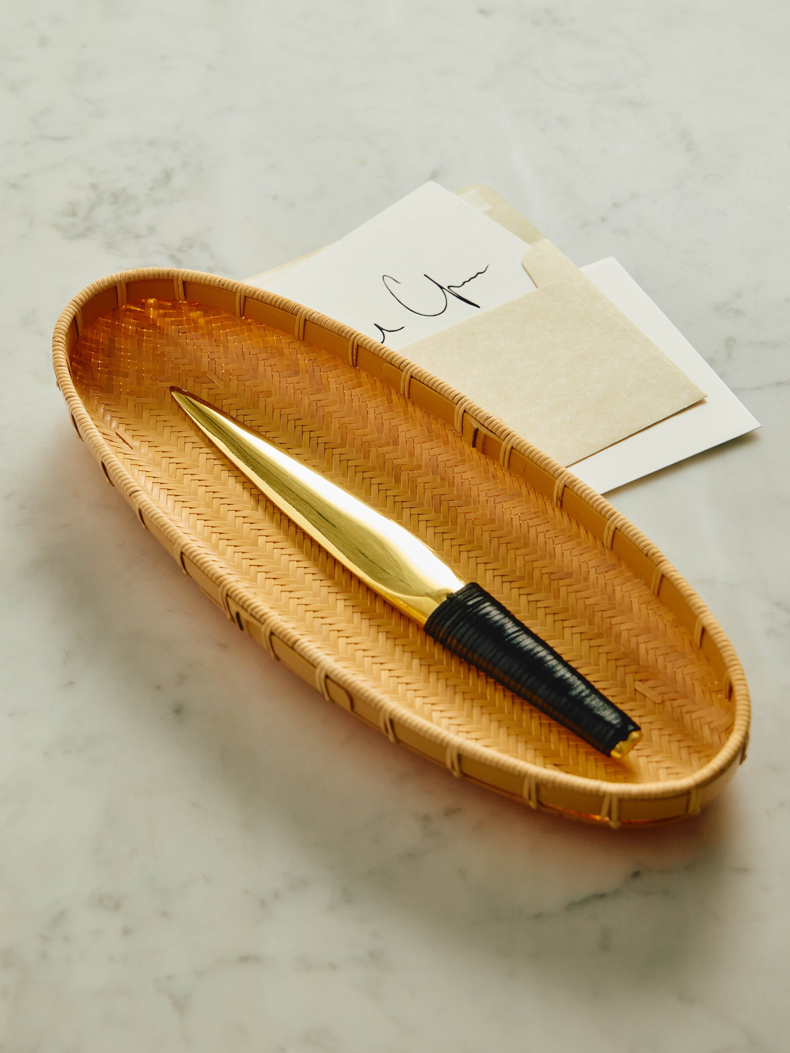 Handwoven Bamboo Low Round Tray