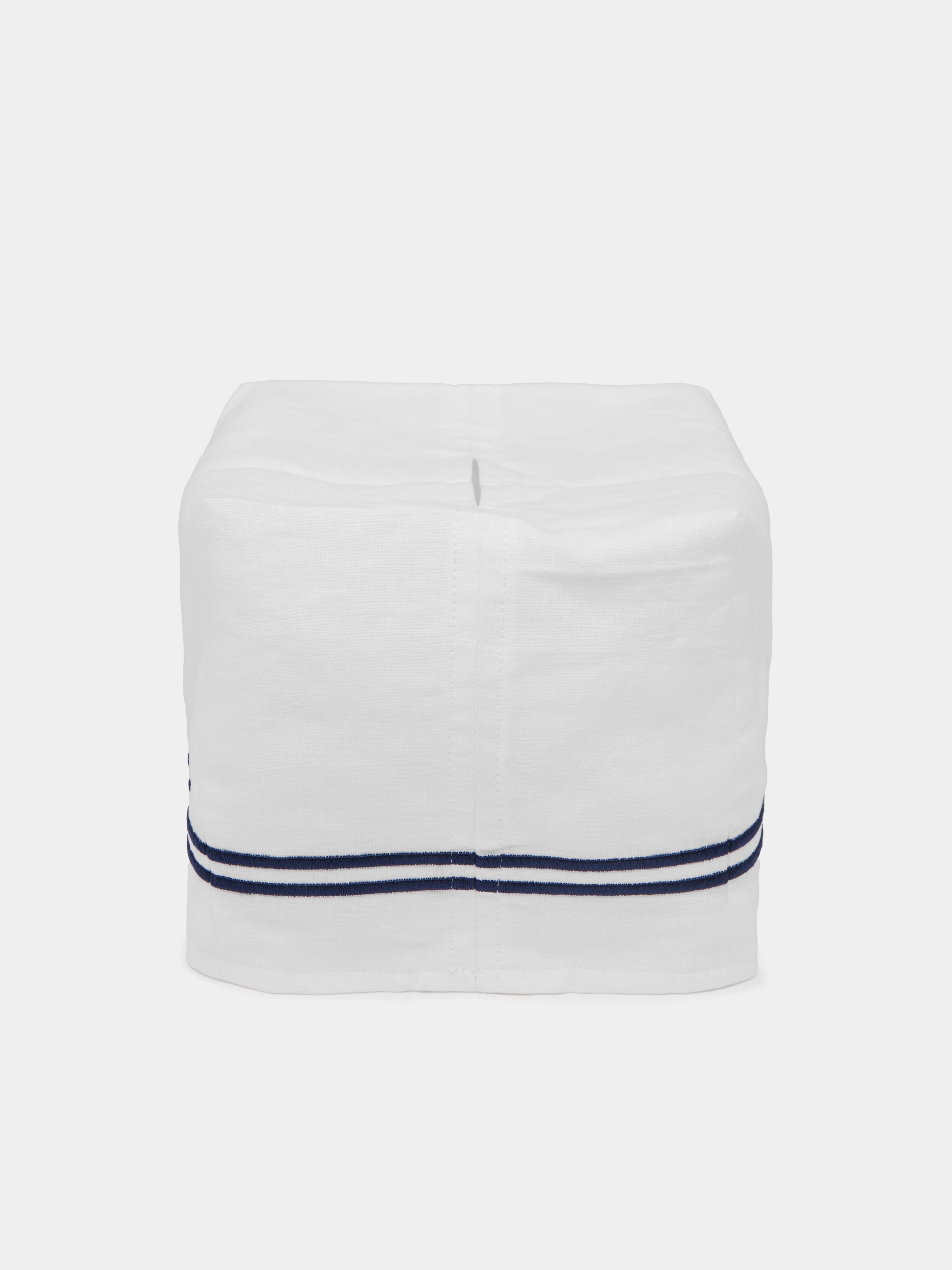 Antibes Embroidered Linen Rectangular Tissue Box