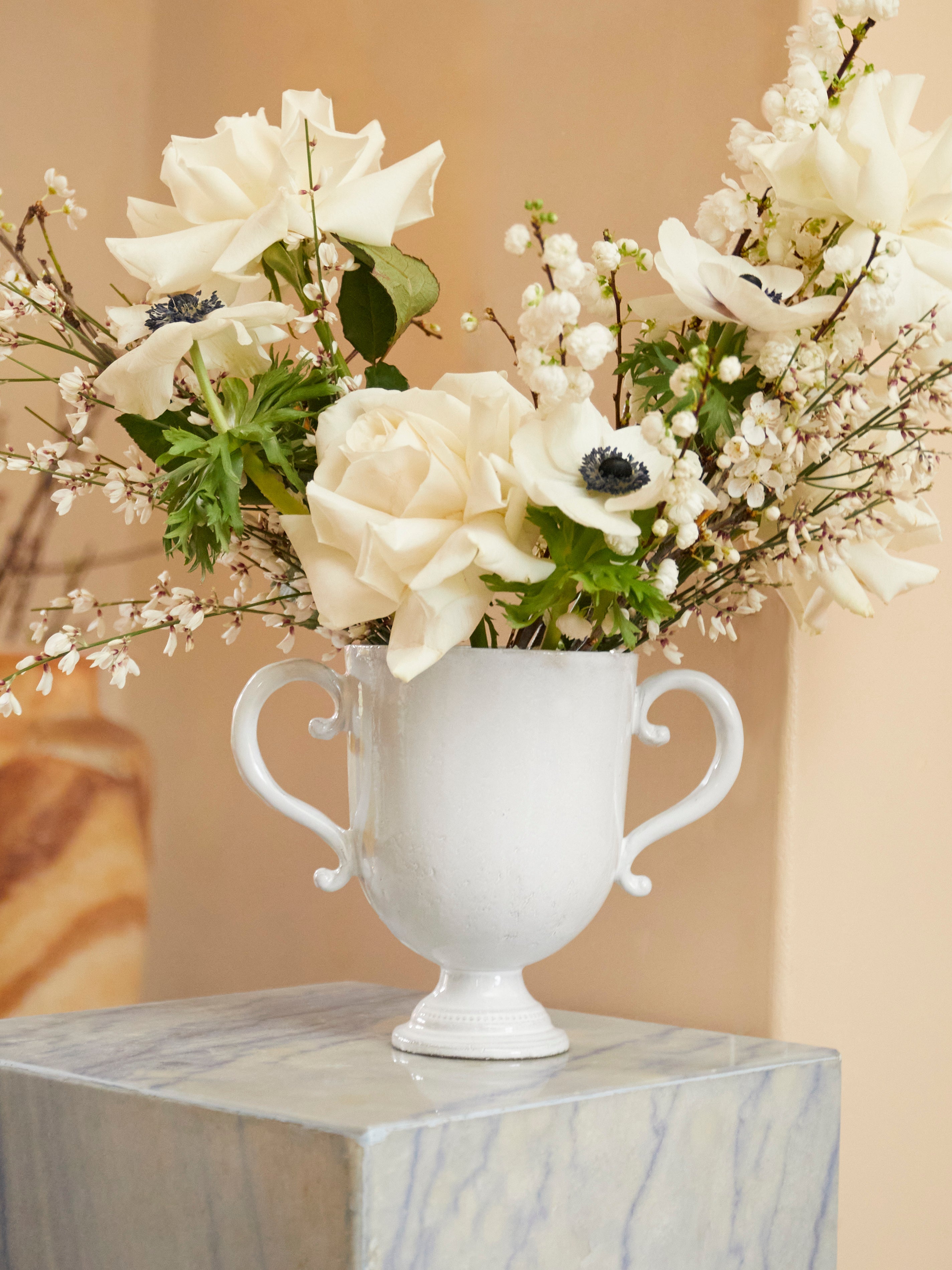 Folk Hand-Glazed Ceramic Vase (8in/20.5cm)