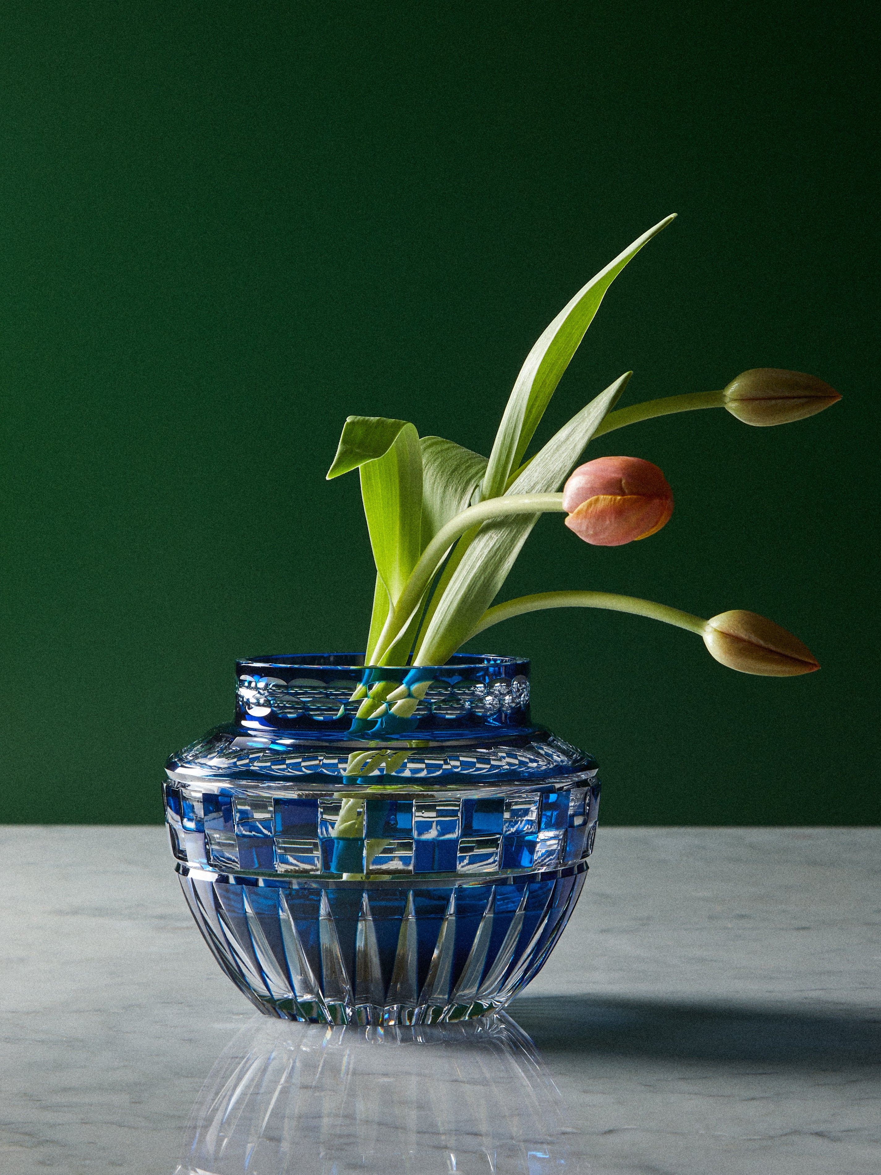 1980s Val Saint Lambert Crystal Vase (7.5in/19cm)