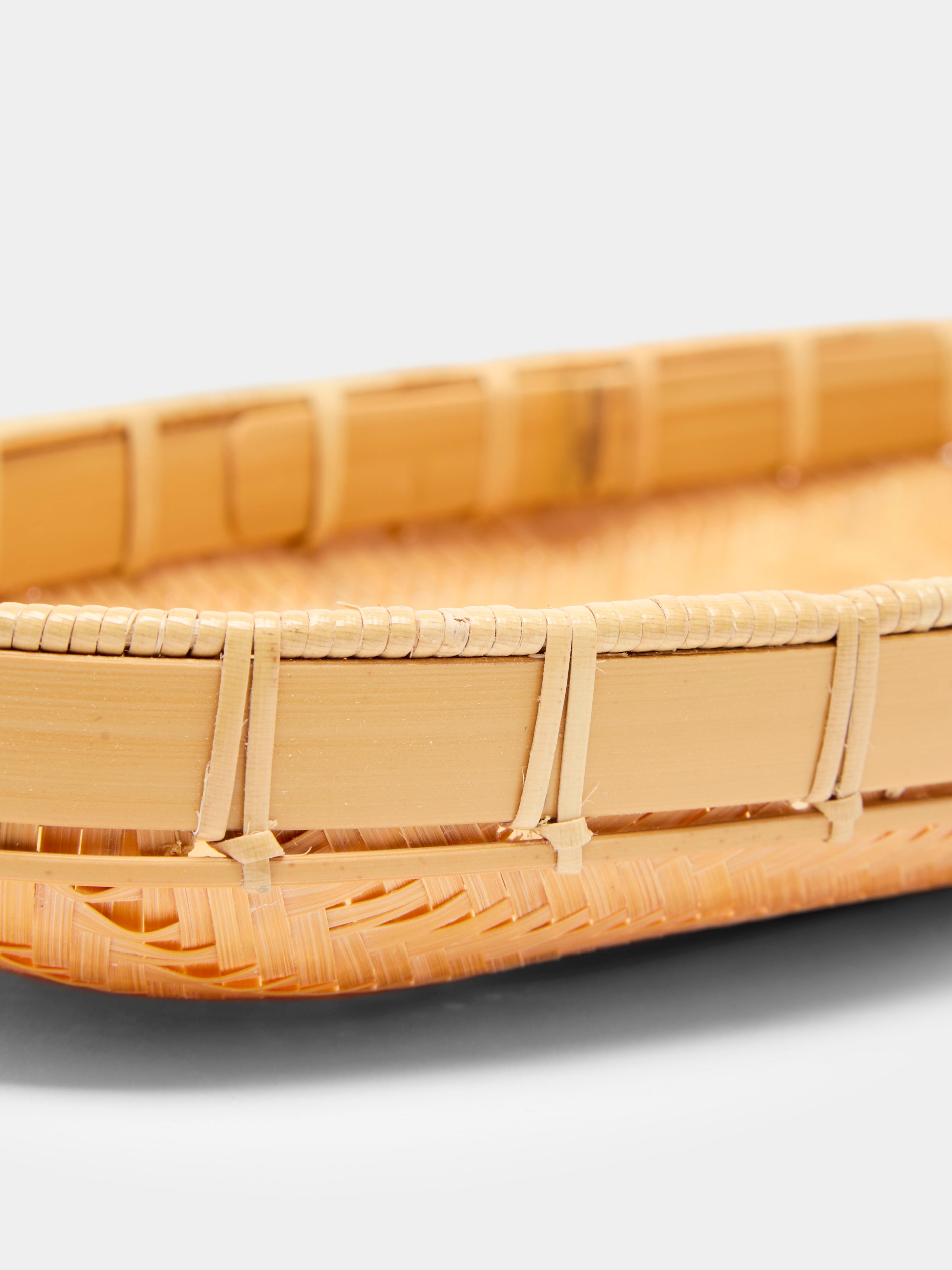 Handwoven Bamboo Low Round Tray