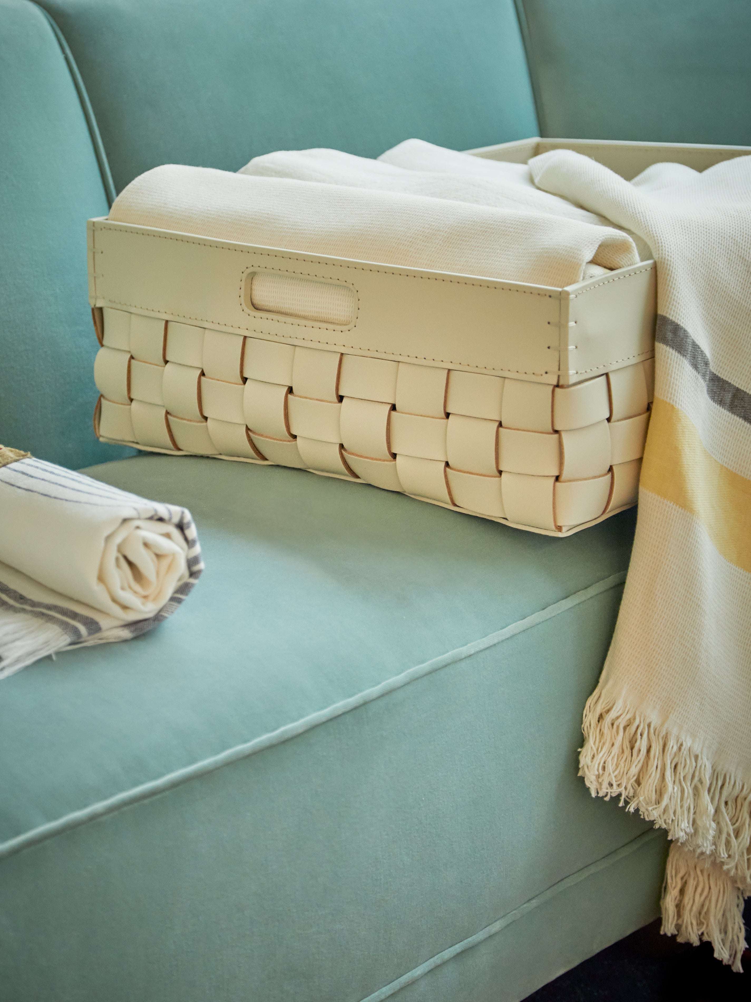 Barcelona Water-Resistant Leather Large Towel Basket