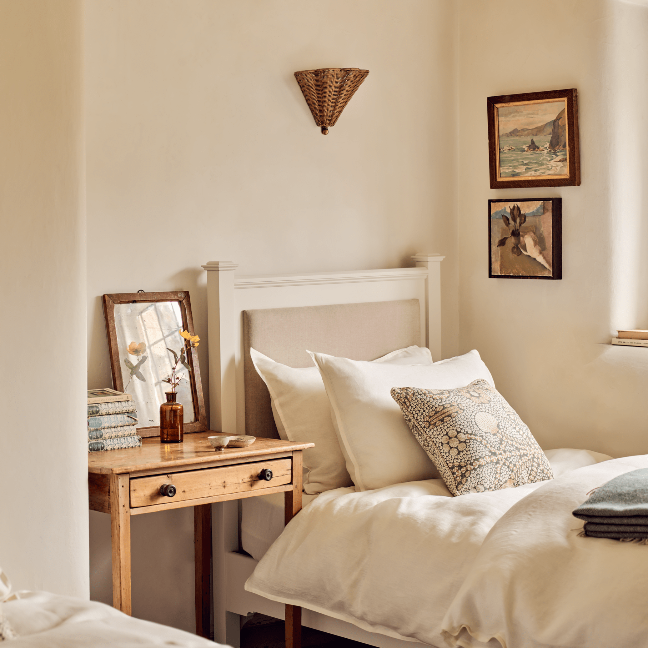 Chichester Double Bed with Upholstered Headboard, Painted