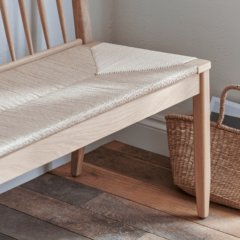 Wycombe 2 Seater Oak Dining Bench with Back