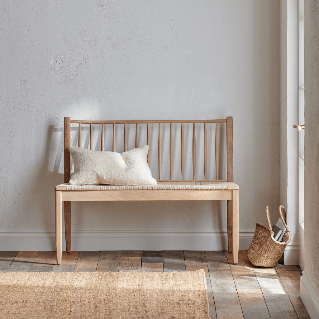 Wycombe 2 Seater Oak Dining Bench with Back