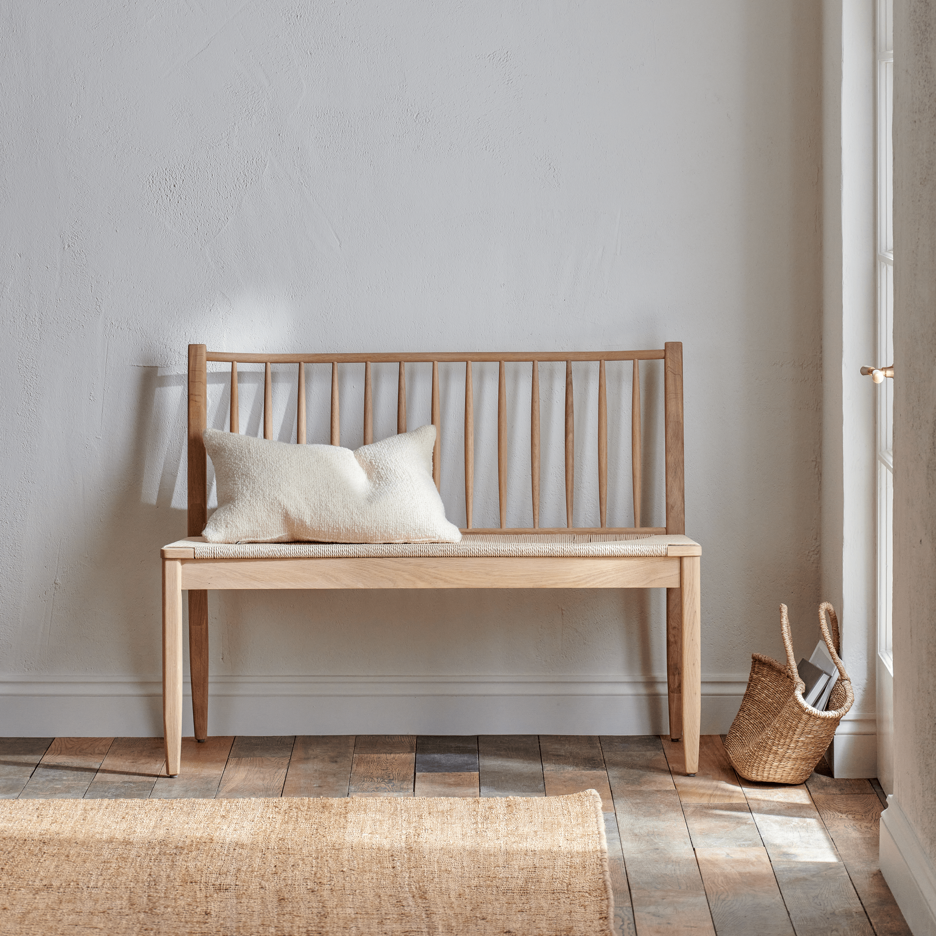 Wycombe 2 Seater Oak Dining Bench with Back