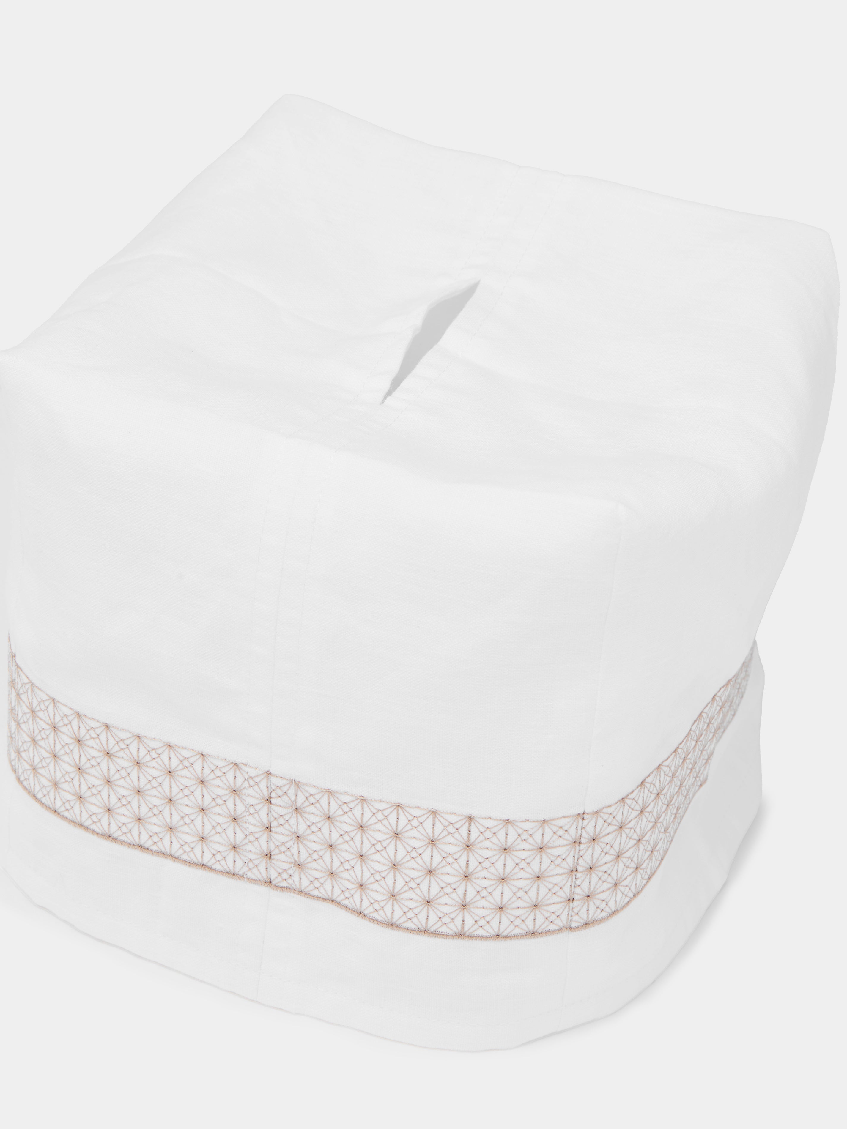 Marrakech Embroidered Linen Rectangular Tissue Box