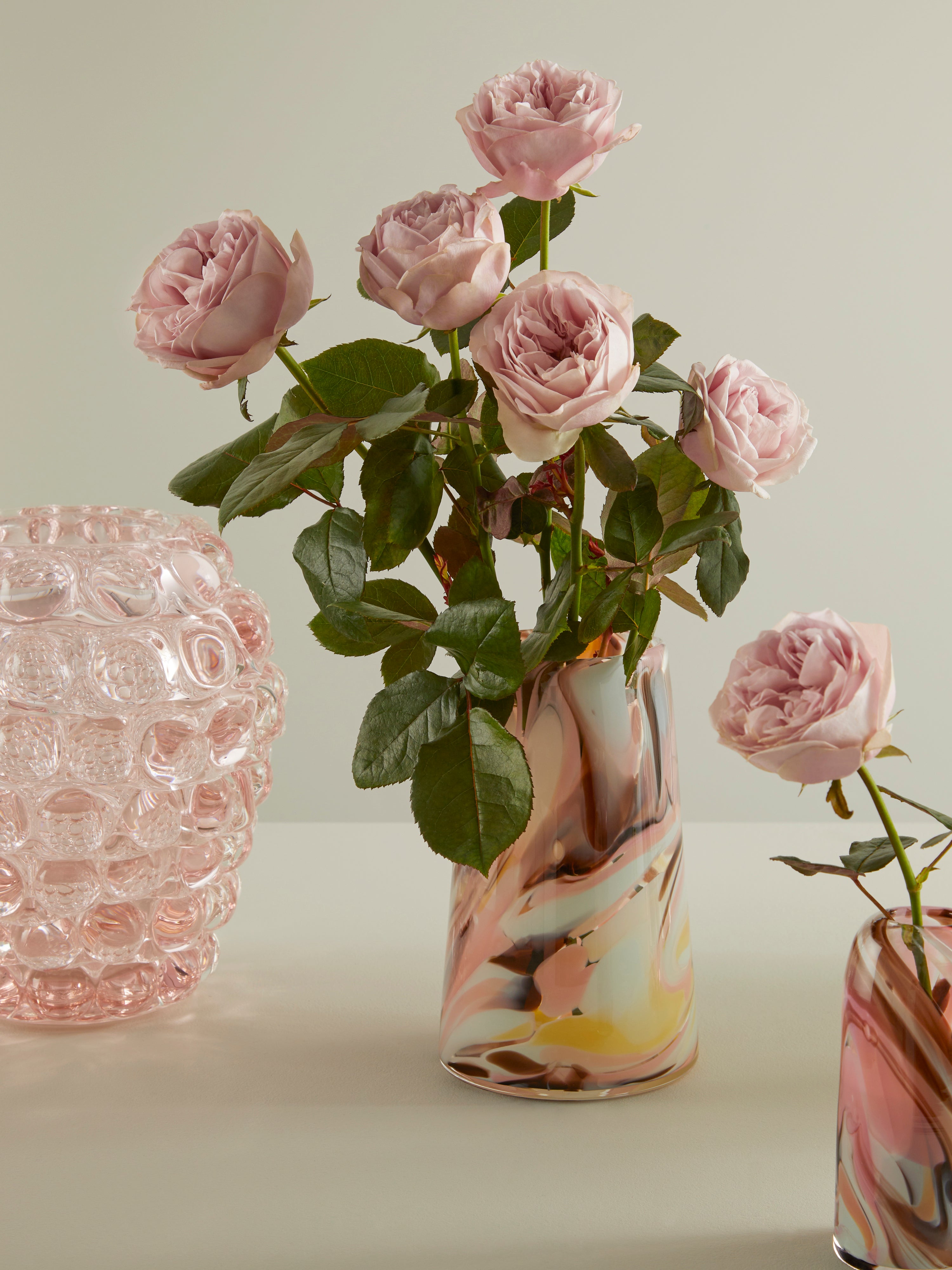 Marbled Hand-Blown Glass Vase (8in/20cm)