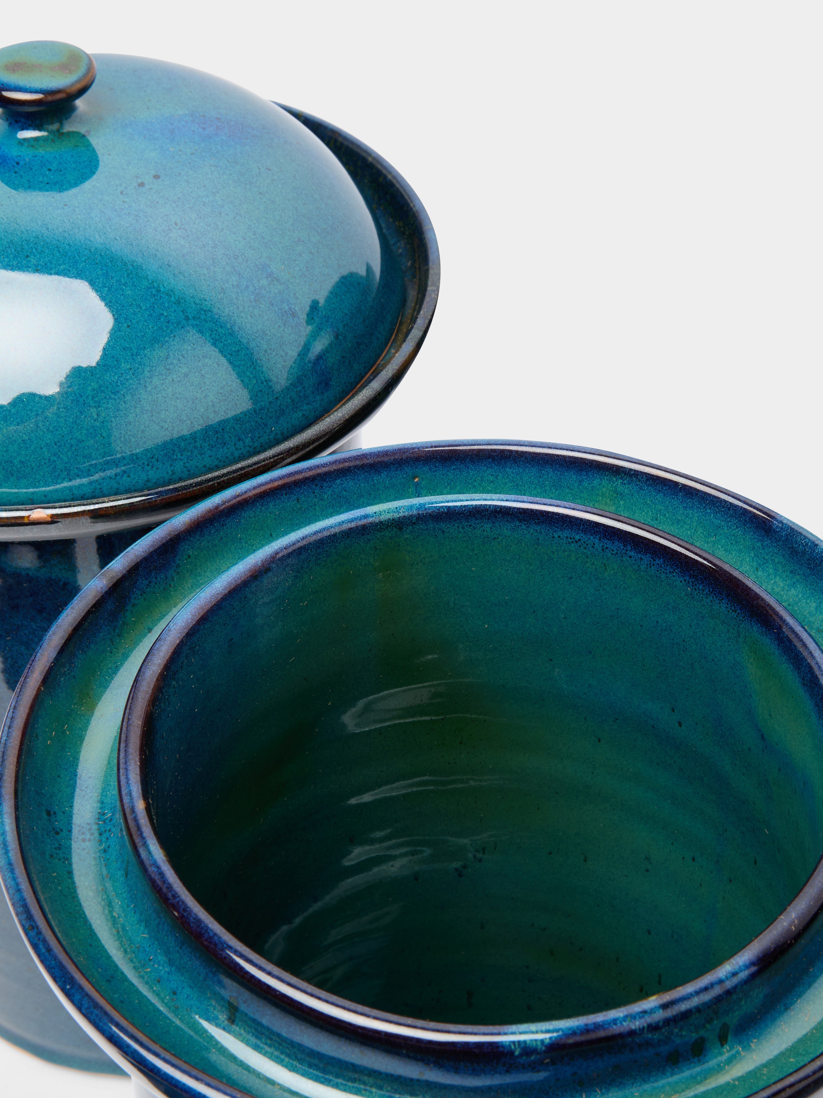 Hand-Glazed Ceramic Lidded Pots (Set of 2)