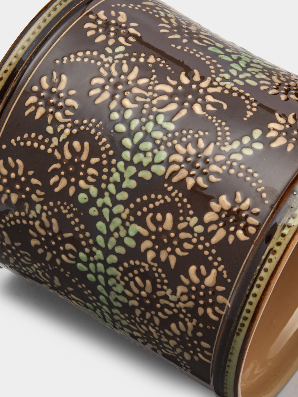 Flowers Hand-Painted Ceramic Medium Lidded Pot