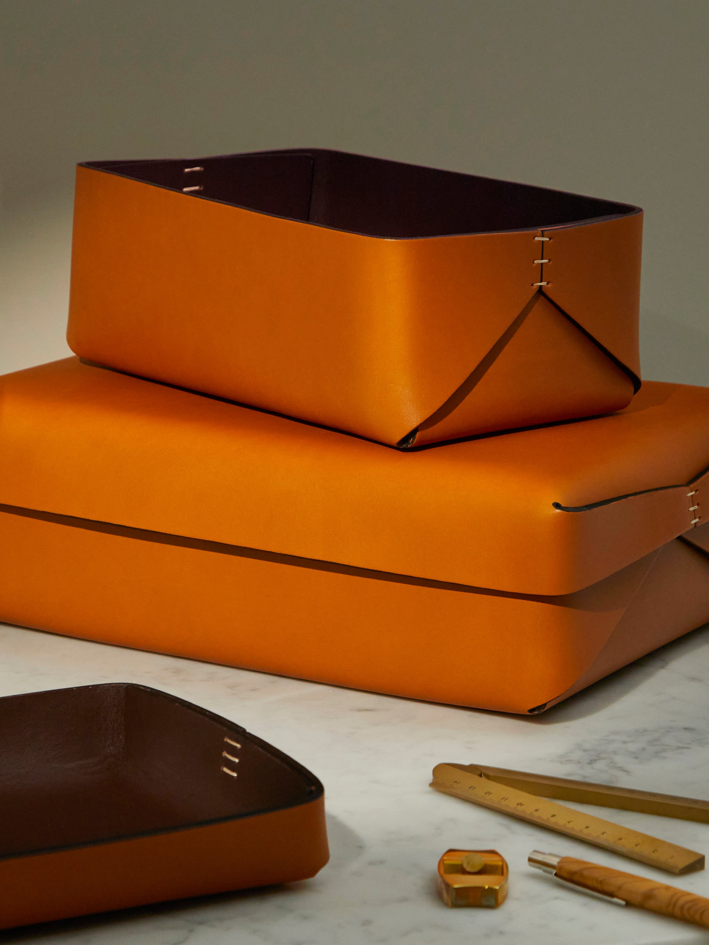 Leather Small Rectangular Box with Lid