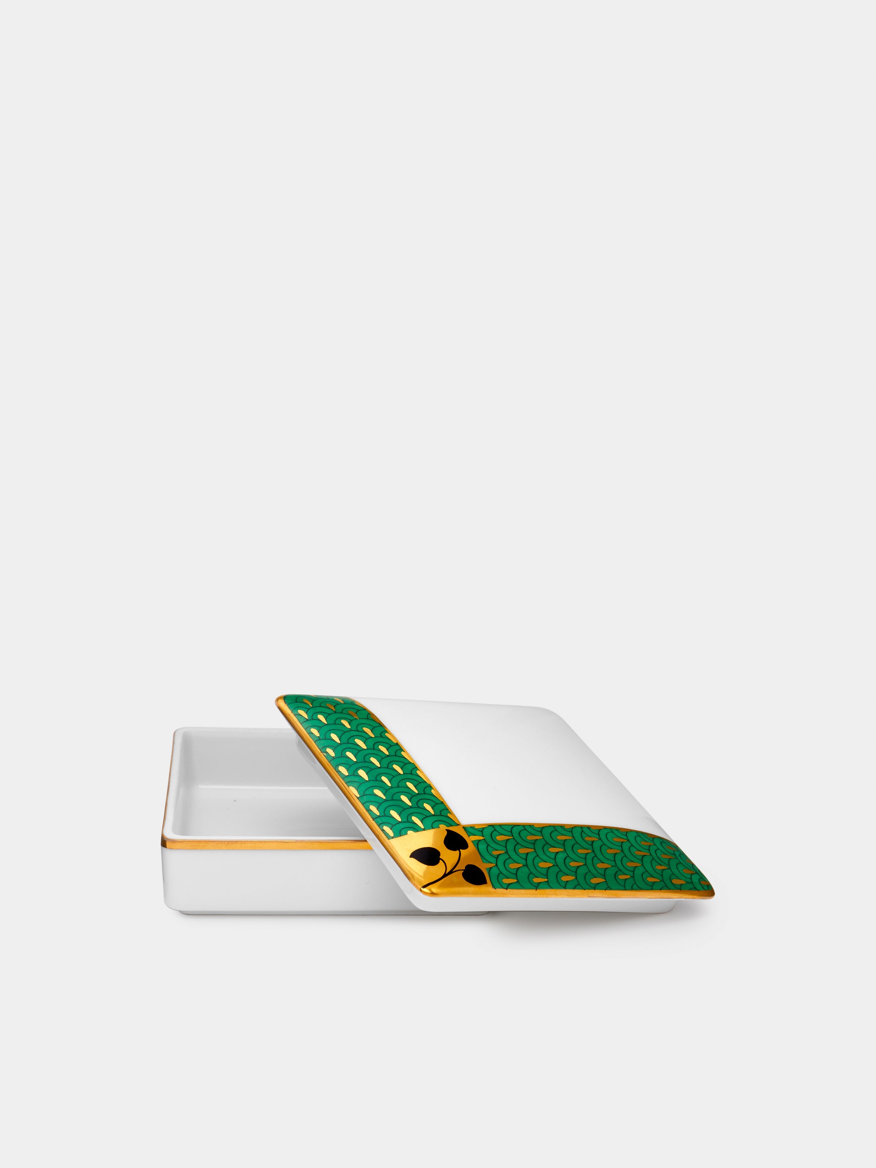 Secession Hand-Painted Porcelain Square Box