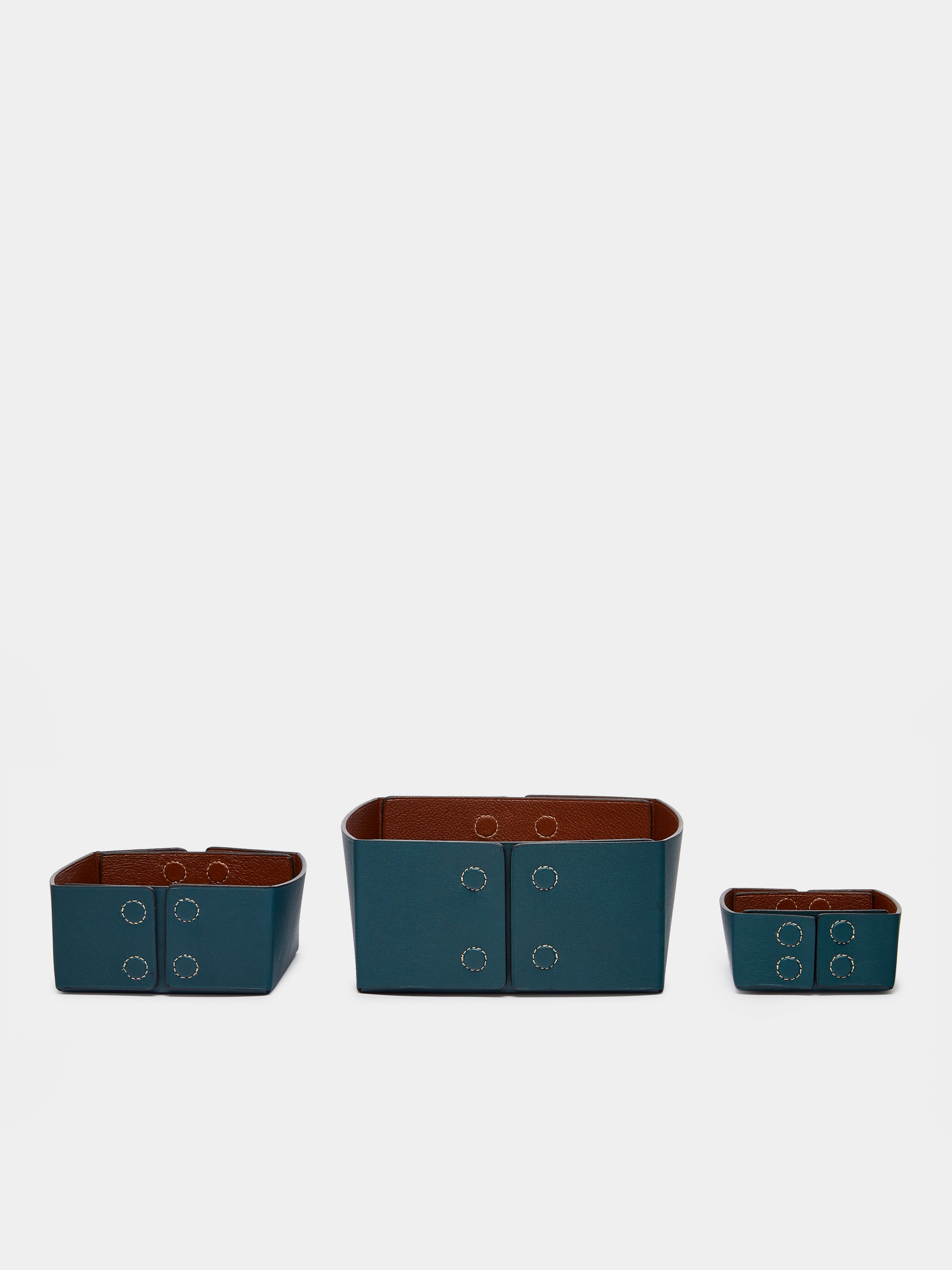Leather Reversible Collapsible Boxes (Set of 3)