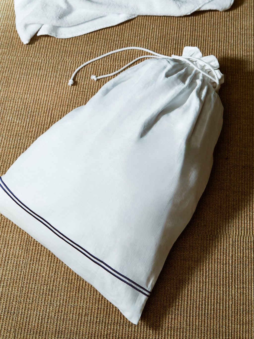 Antibes Embroidered Linen Laundry Bag