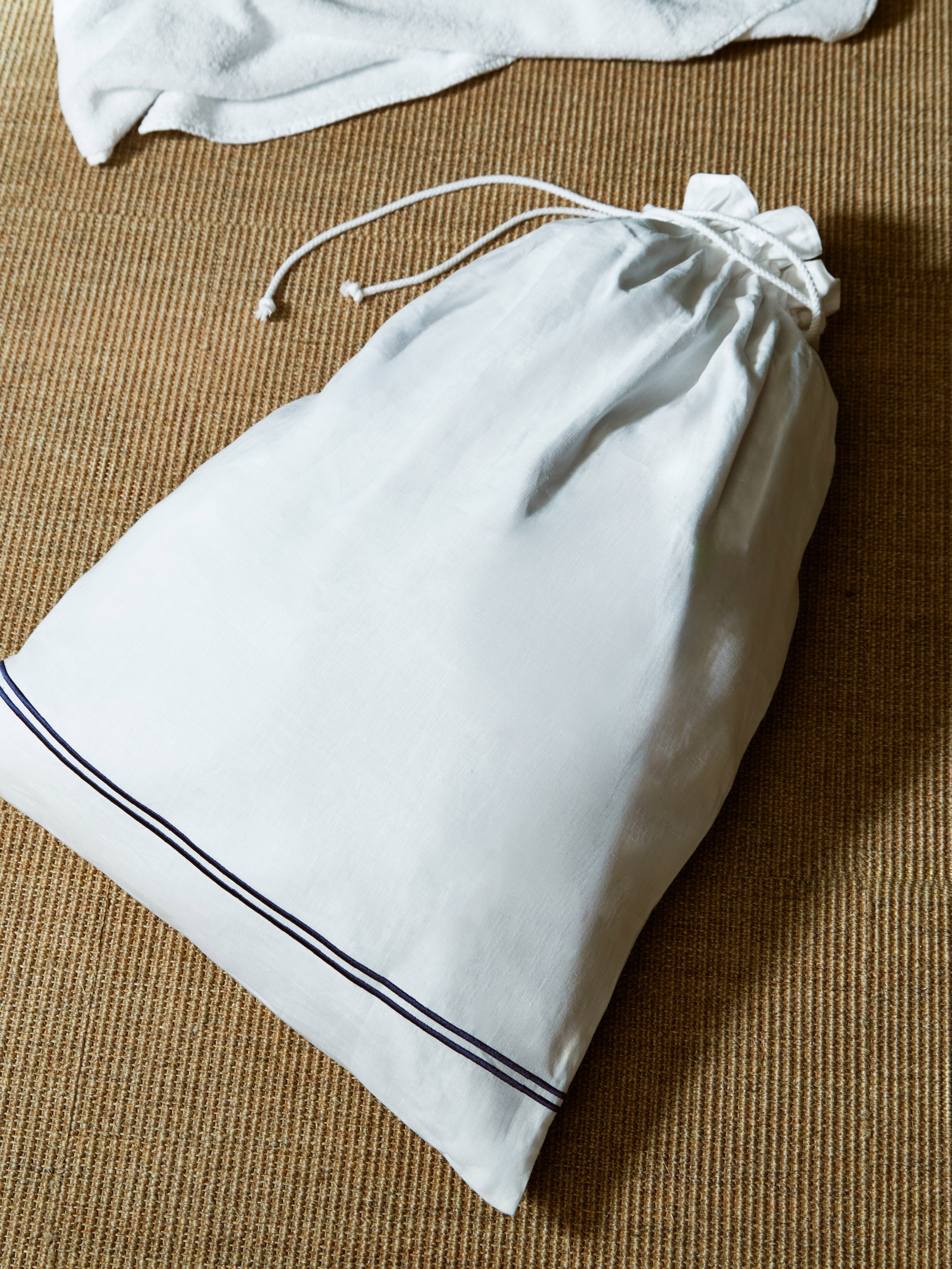Antibes Embroidered Linen Laundry Bag