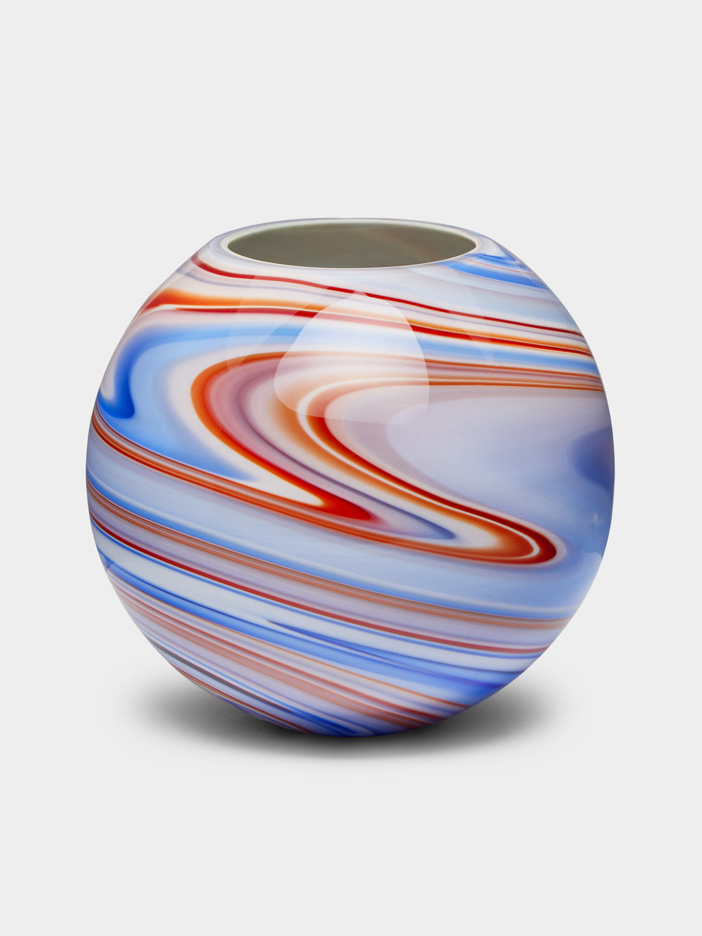 Archive Revival Sphere Hand-Blown Marbled Murano Glass Vase (10in/25cm)