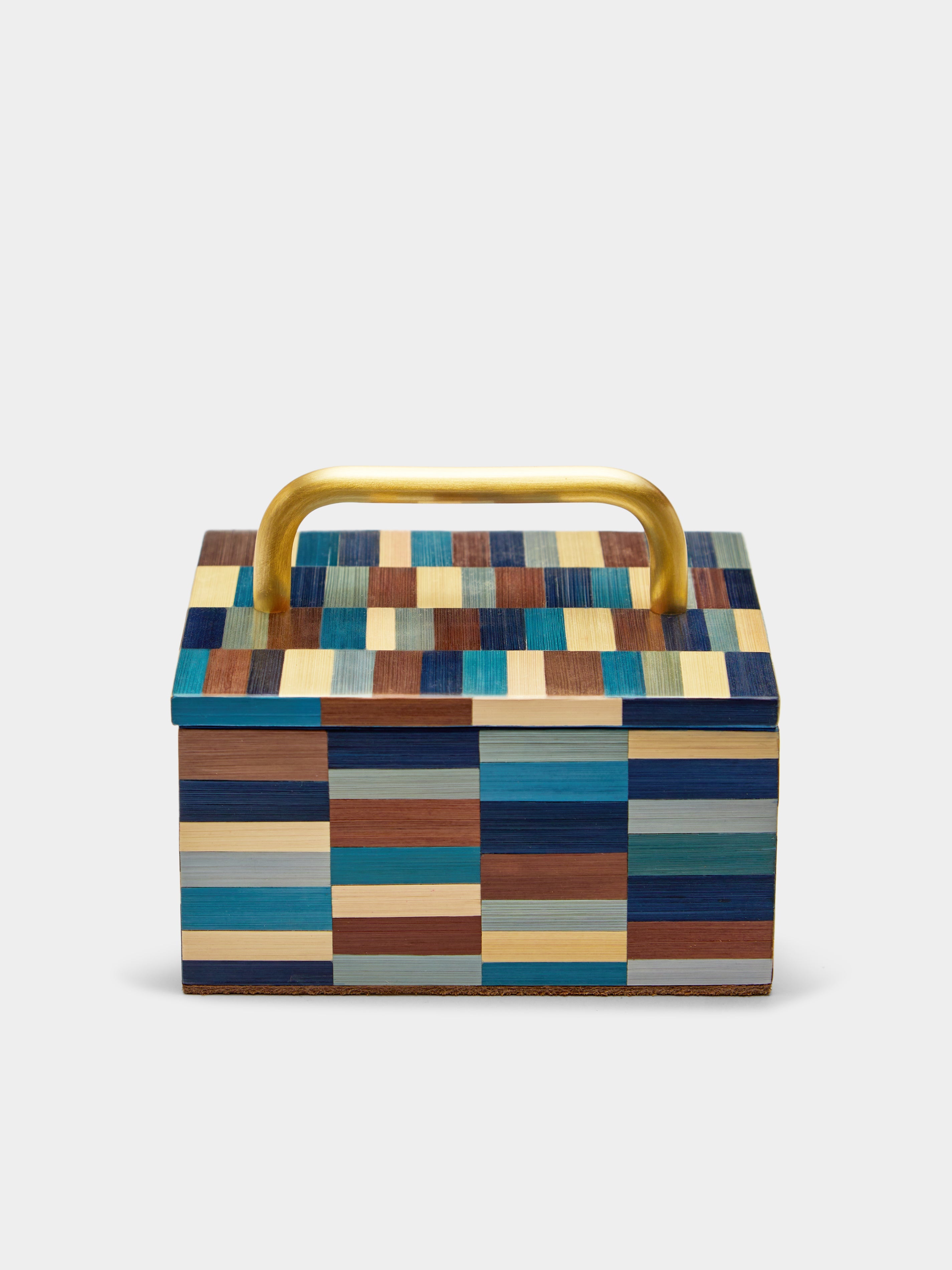 Subway Weave Rye Straw Inlay Wood Box
