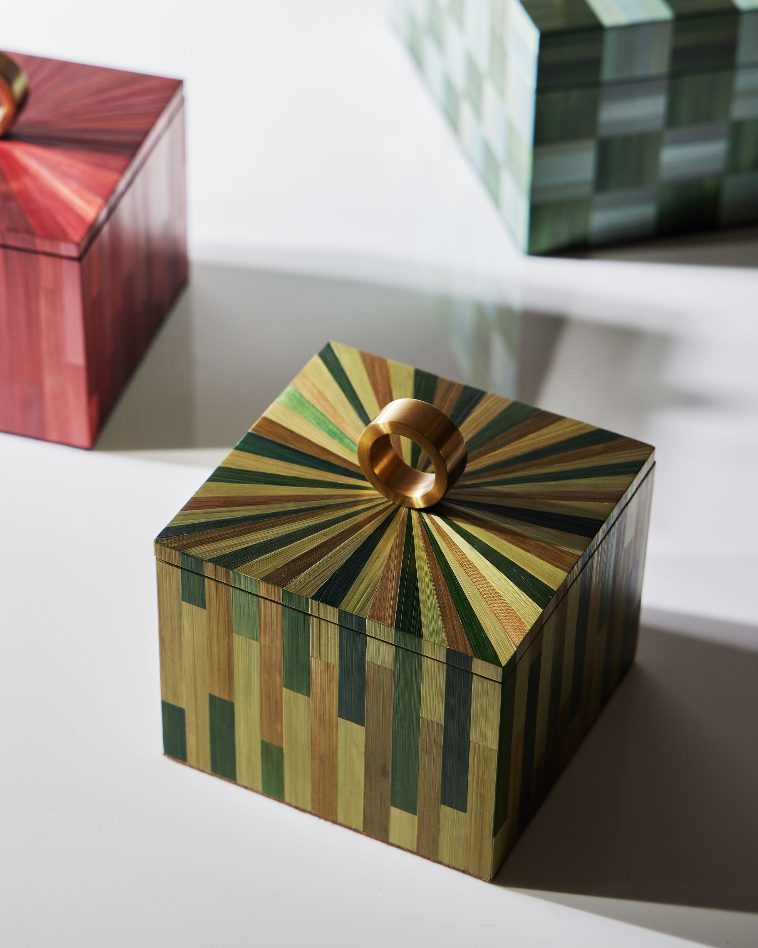 Weave Rye Straw Inlay Wood Jewelry Box