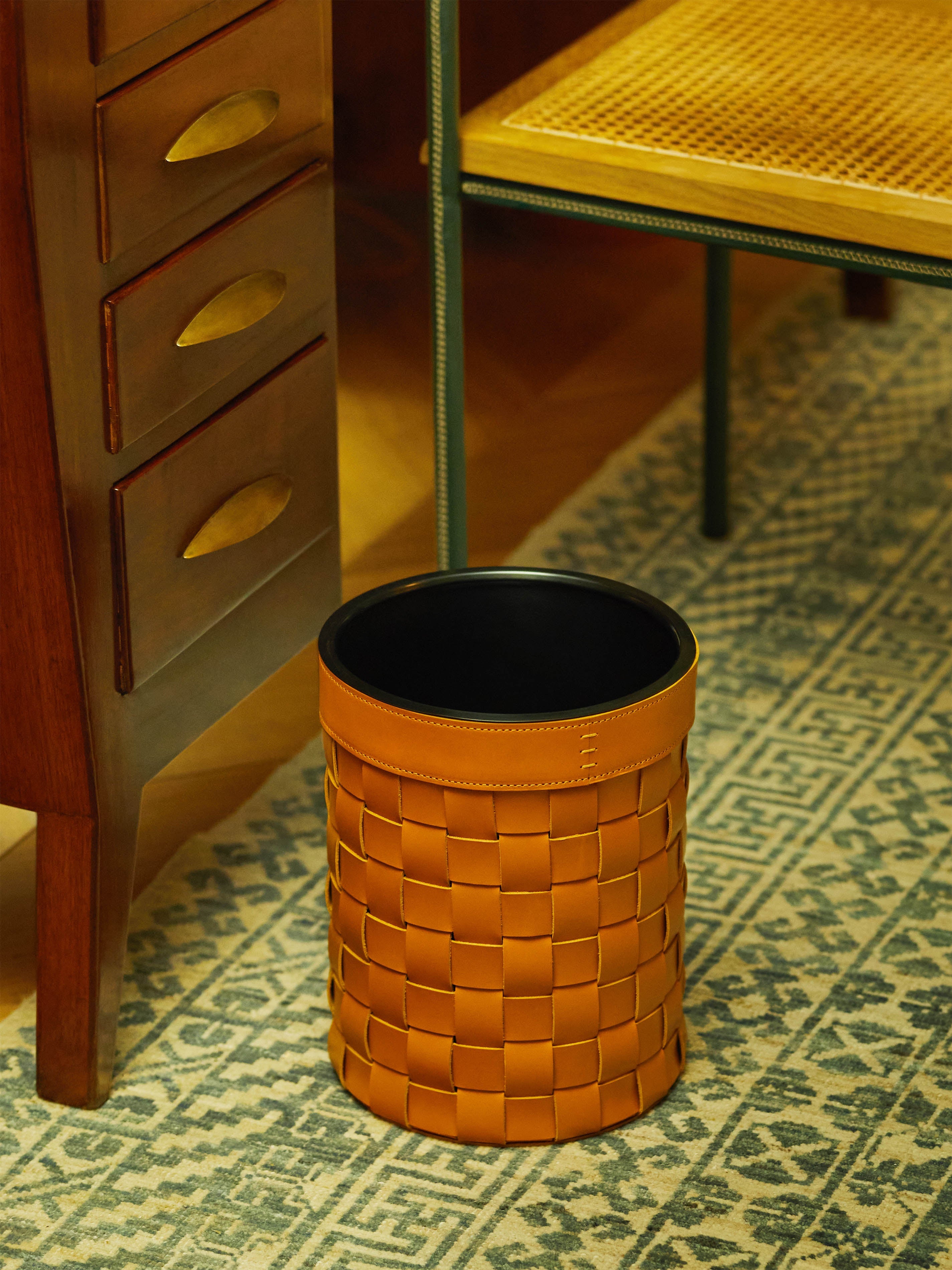 Mondina Woven Leather Wastepaper Bin