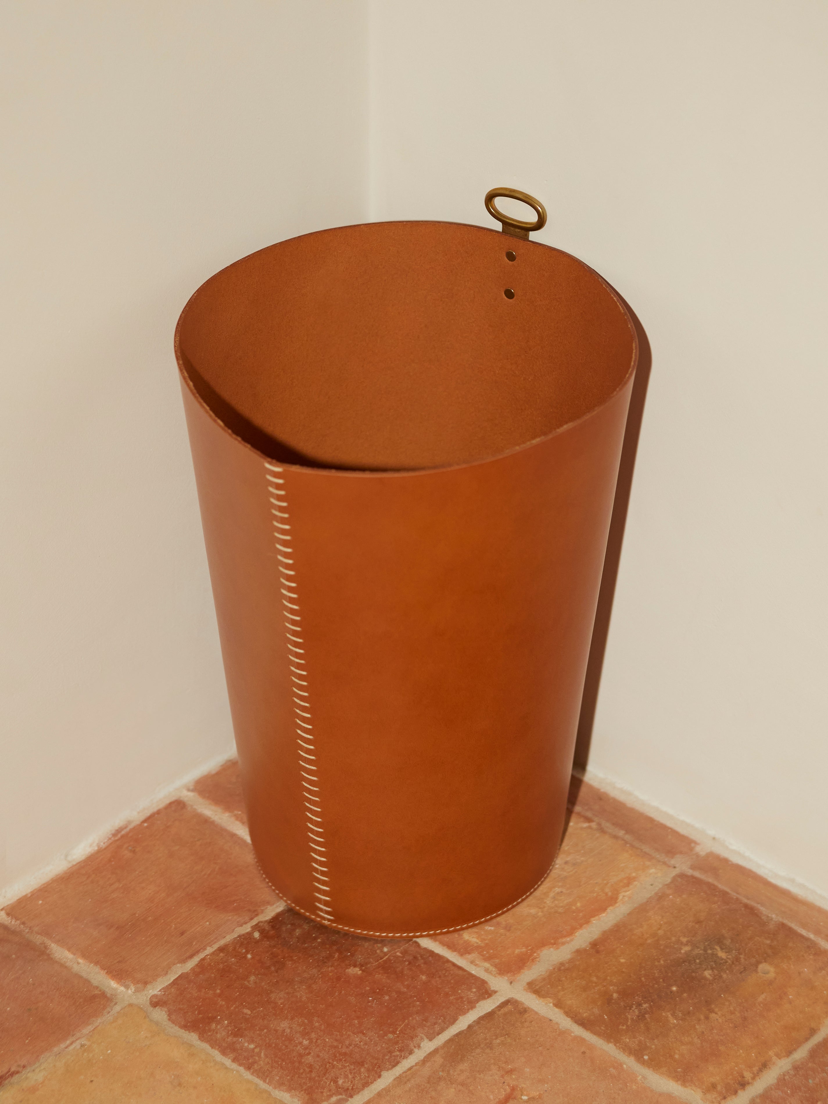Eyelet Leather Wastepaper Bin