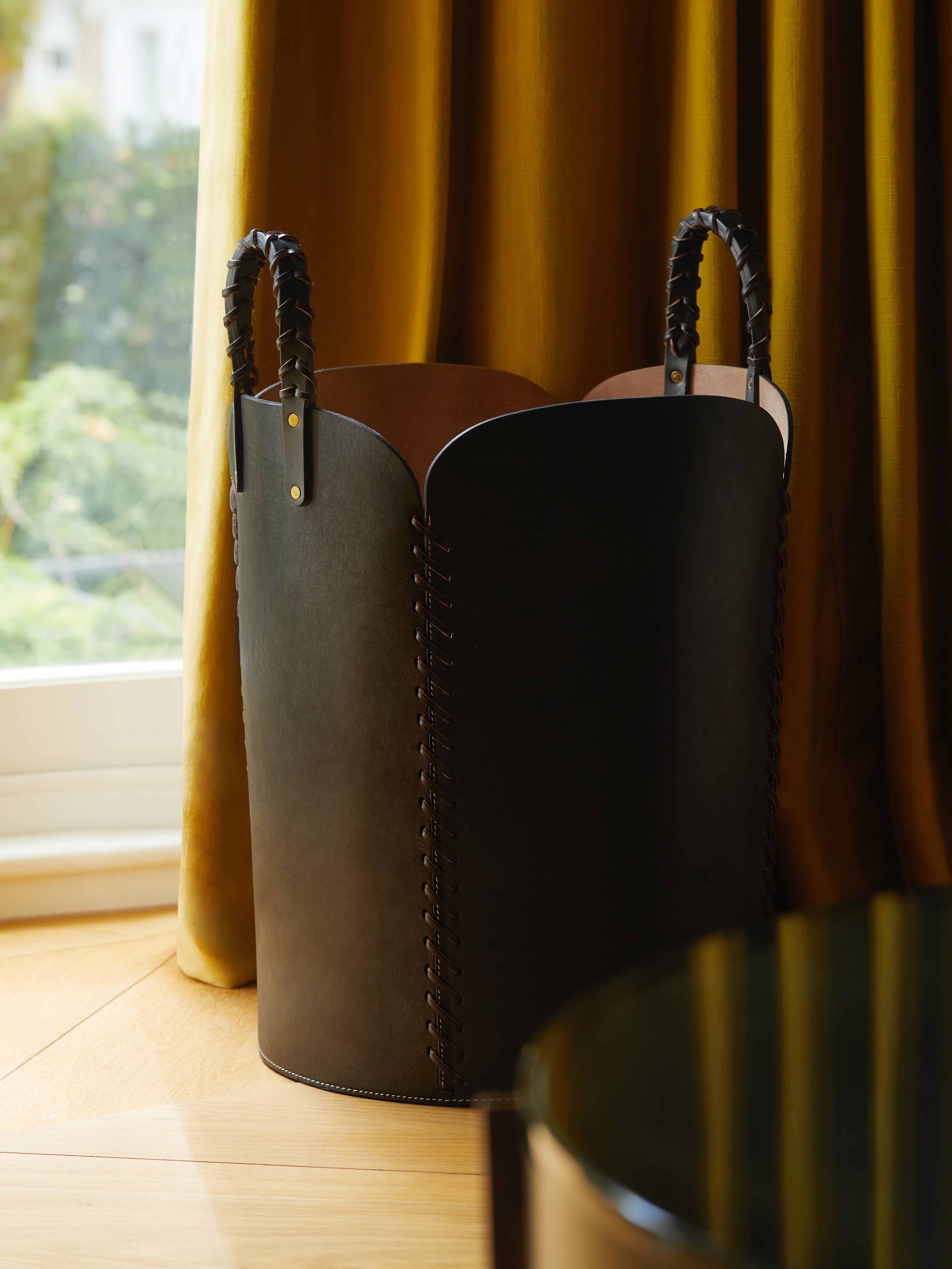 Woven Leather Basket