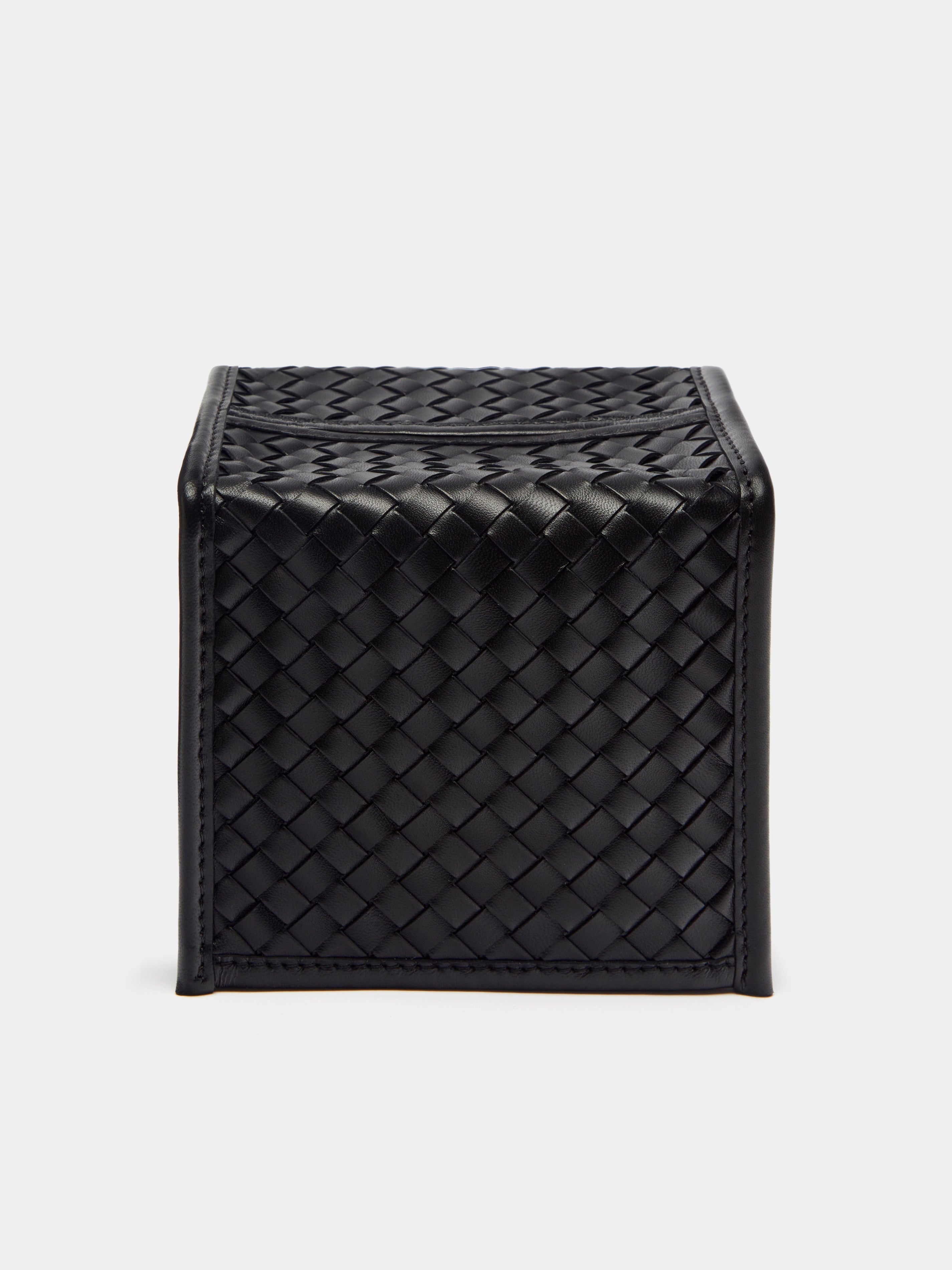 Woven Leather Tissue Box