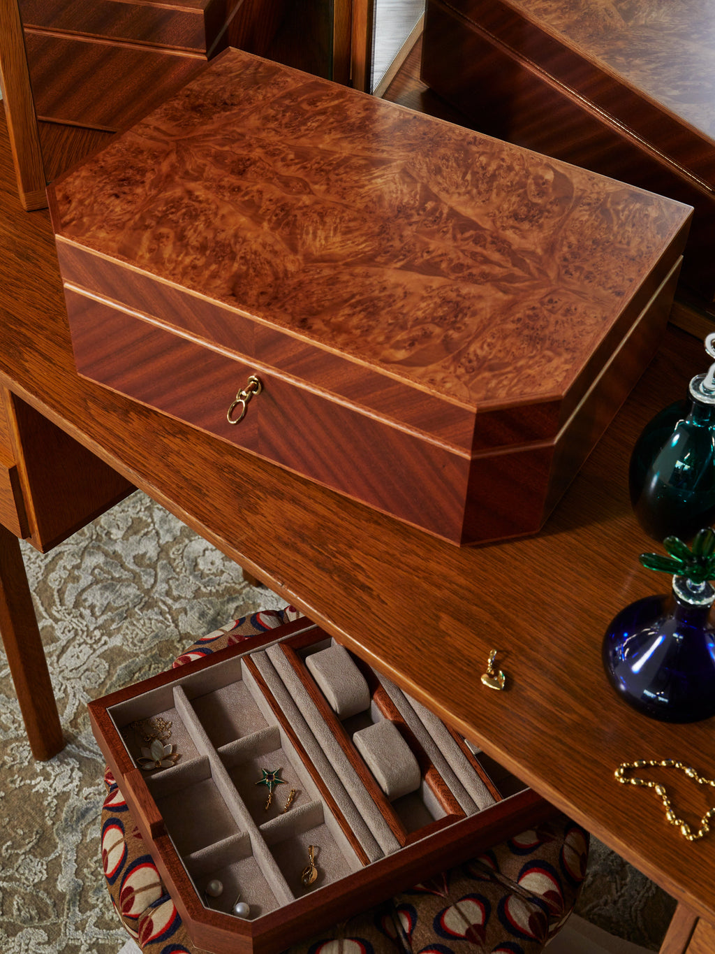 Mahogany Gold-Plated Jewelry Box