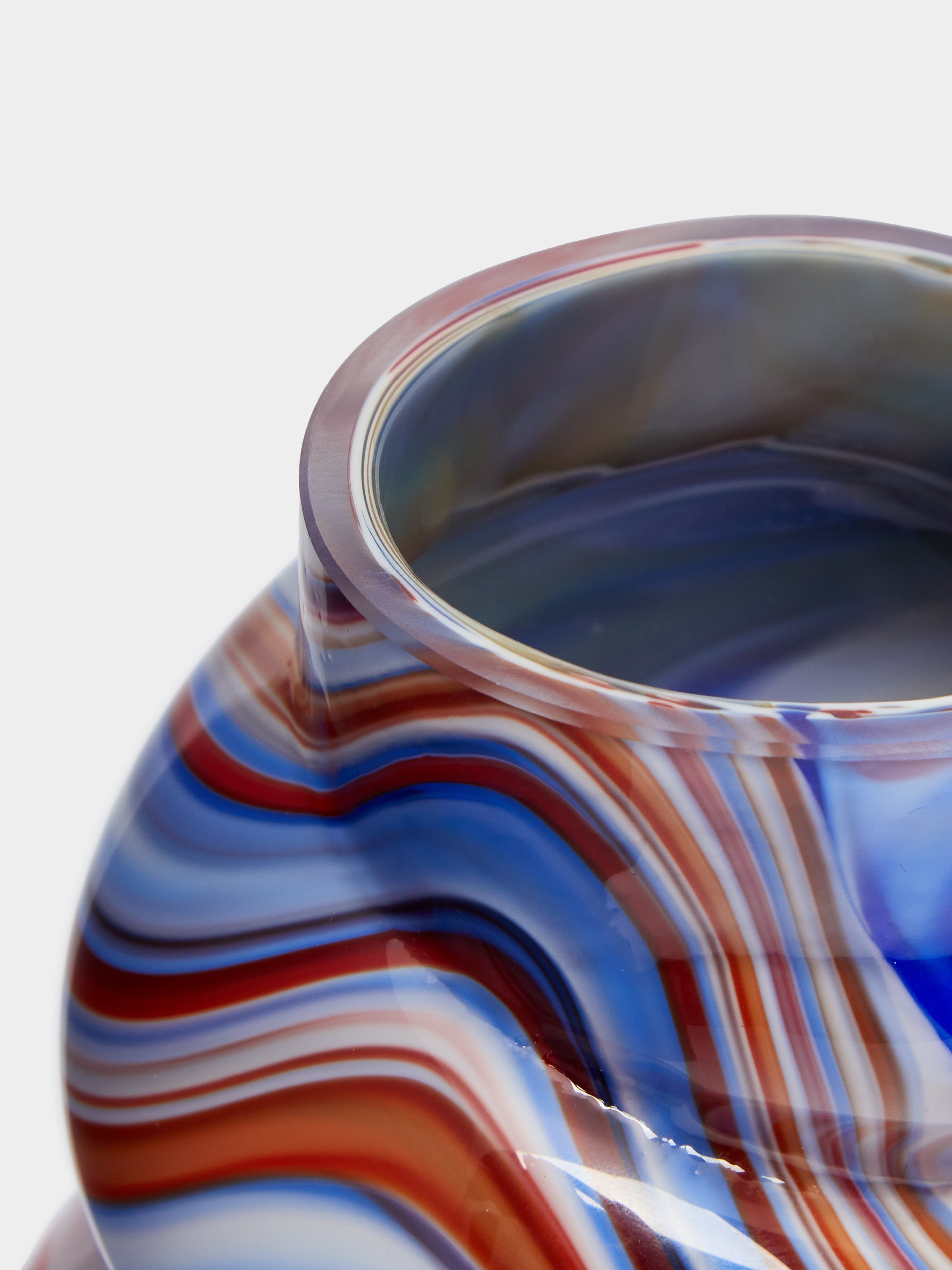 Archive Revival Pagur Hand-Blown Marbled Murano Glass Vase (8in/20cm)