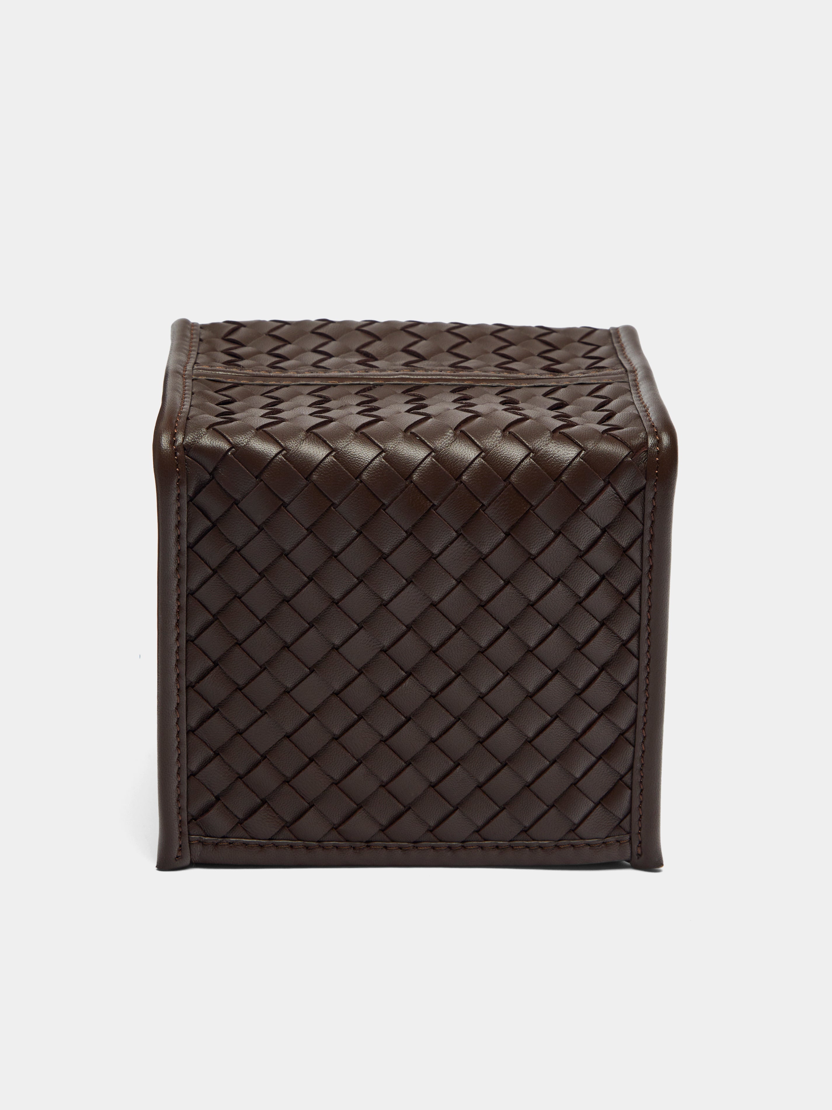 Woven Leather Tissue Box