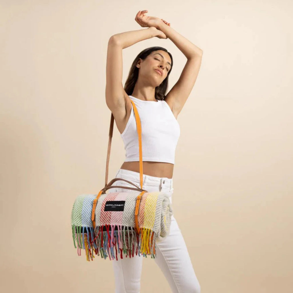 Heating & Plumbing London - Pure New Wool Waterproof Picnic Blanket - Rainbow