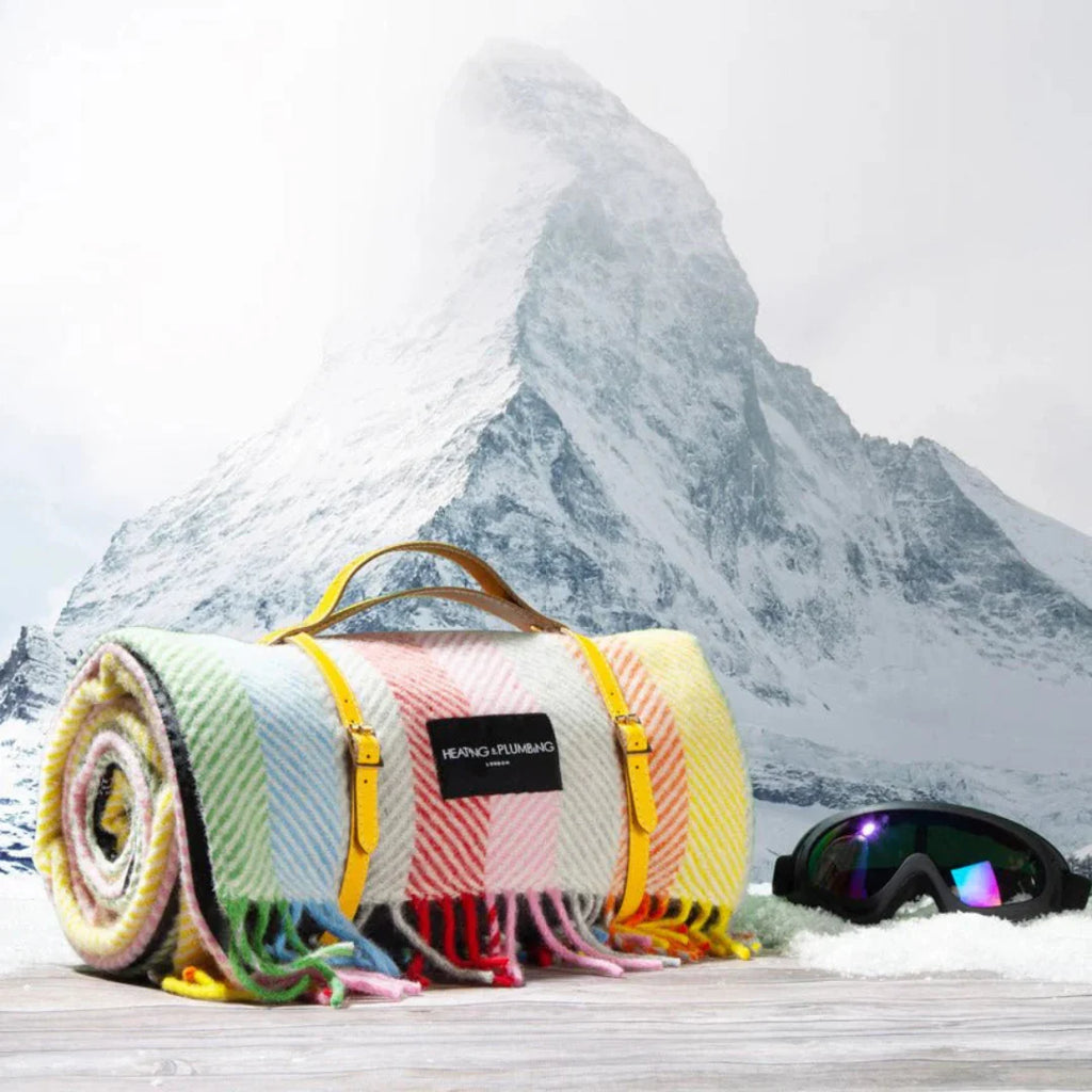 Heating & Plumbing London - Pure New Wool Waterproof Picnic Blanket - Rainbow