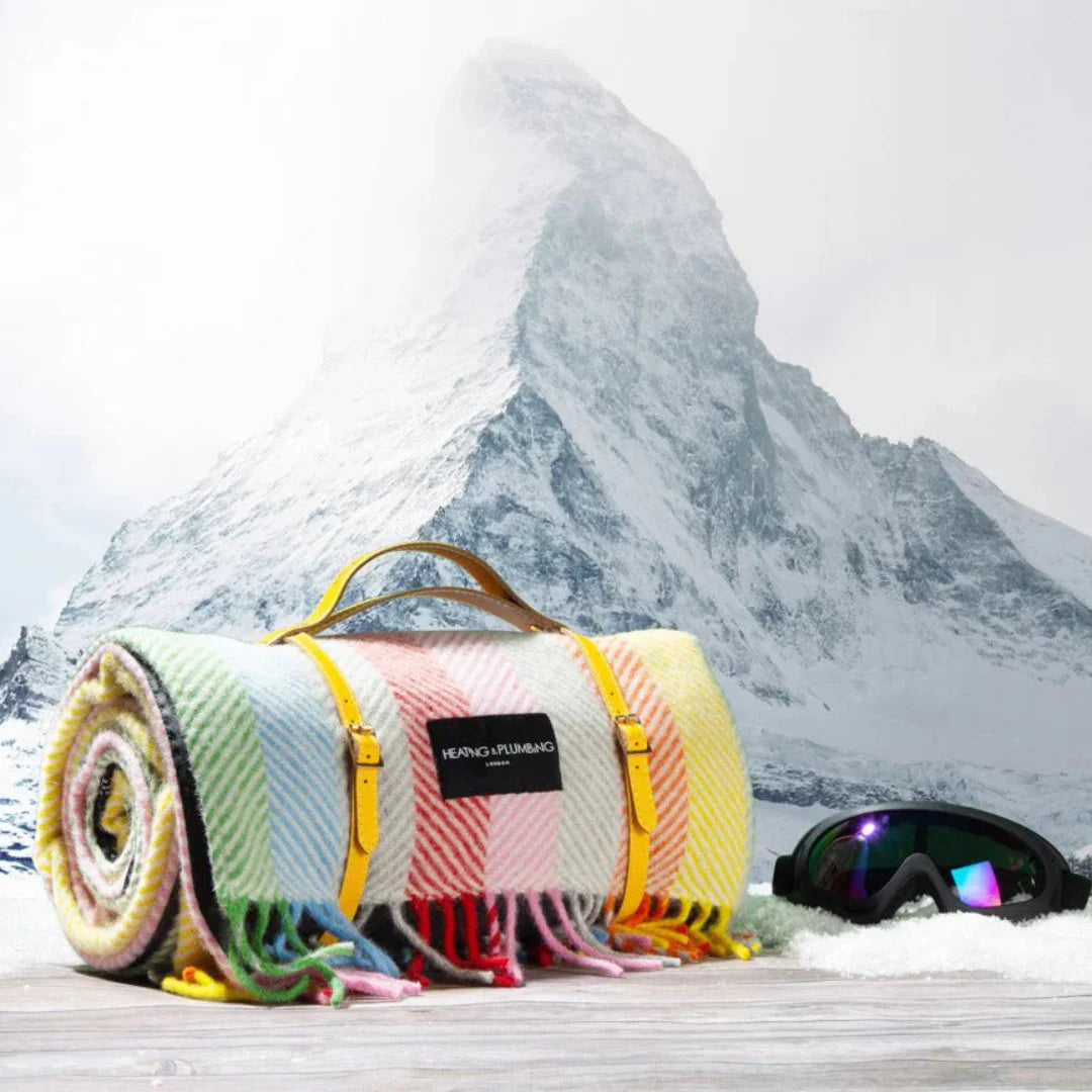 Heating & Plumbing London - Pure New Wool Waterproof Picnic Blanket - Rainbow