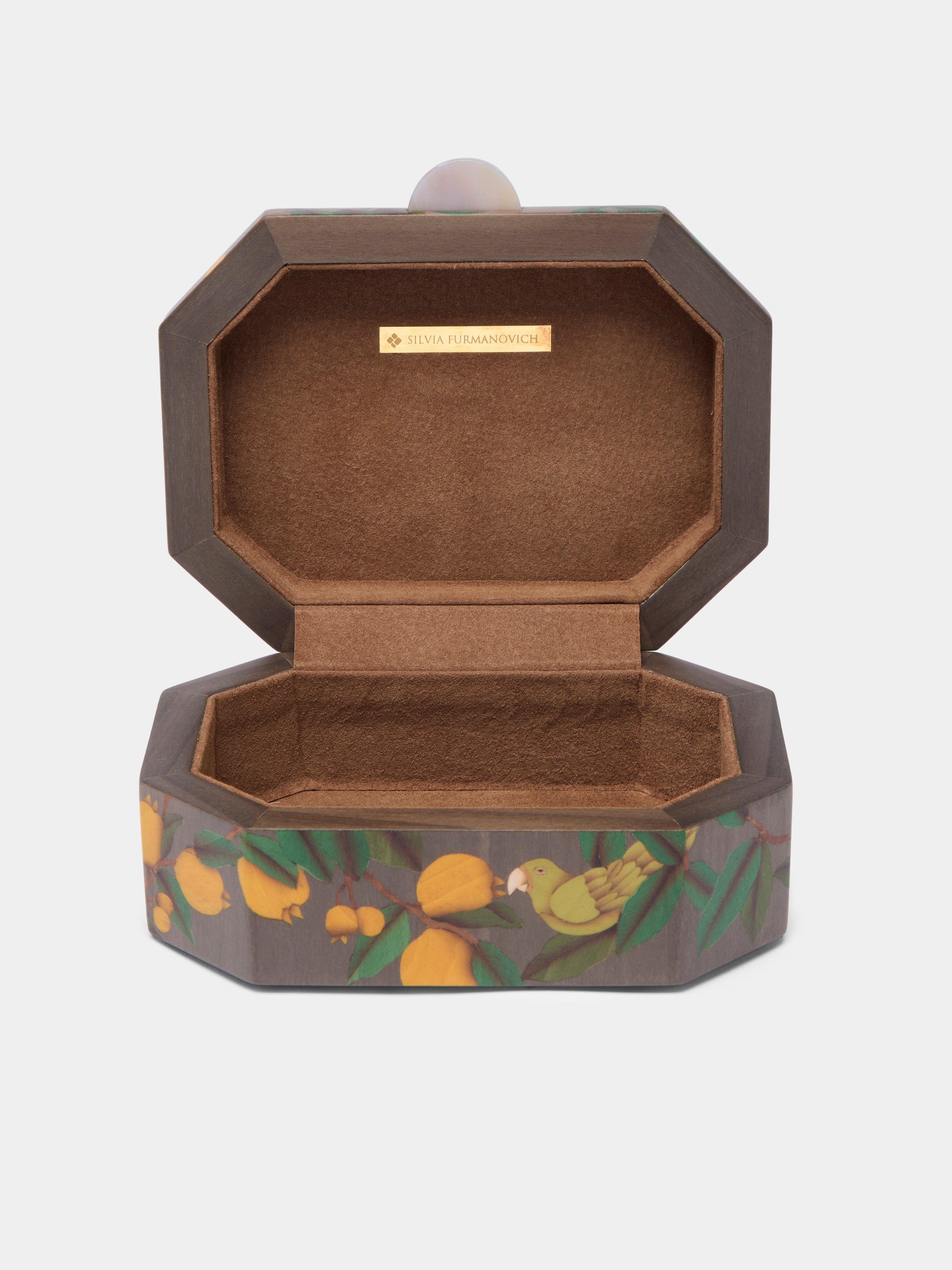 Birds Marquetry Wood Jewelry Box