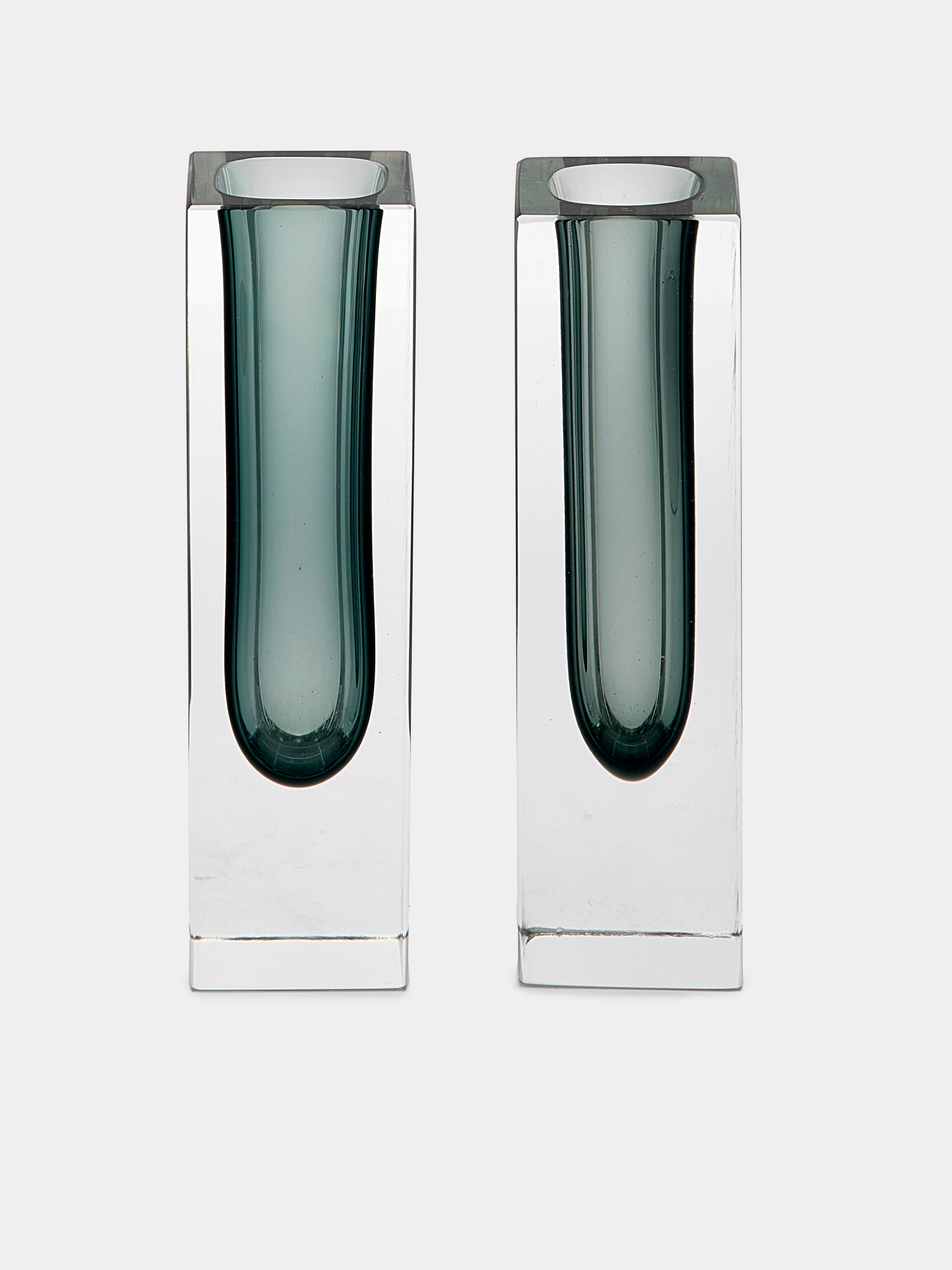 1970s Sommerso Murano Glass Bud Vases – 4in/10cm (Set of 2)