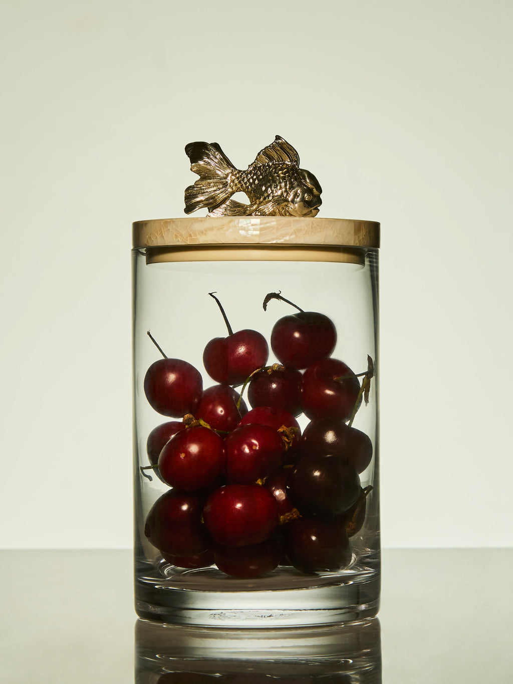 Silver-Plated, Shell and Glass Jar