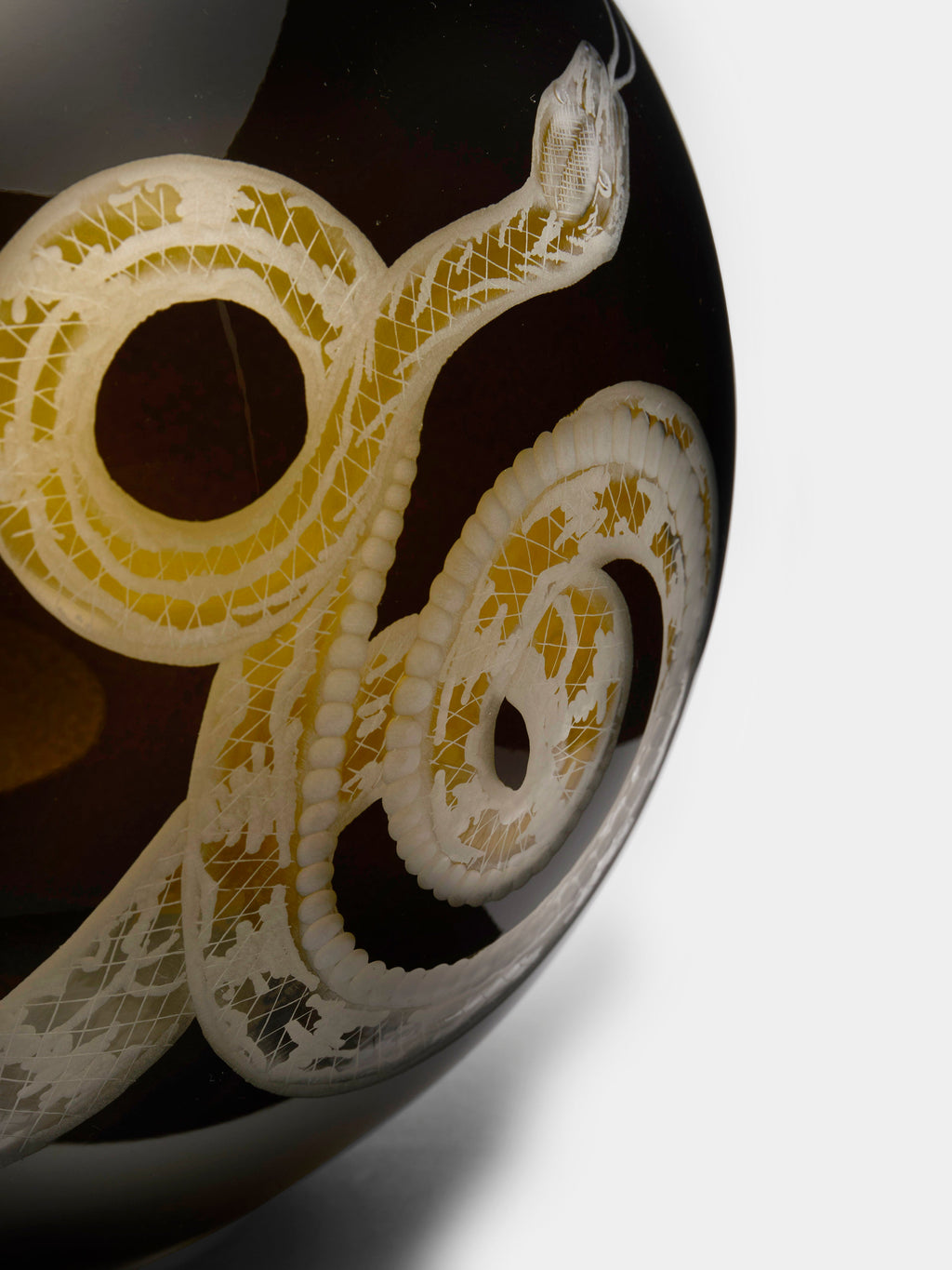 Cabinet of Curiosities Hand-Engraved Crystal Round Vase (7in/17cm)