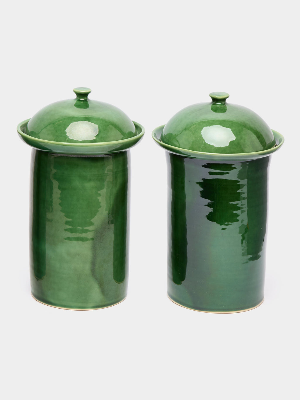 Hand-Glazed Ceramic Lidded Pots (Set of 2)
