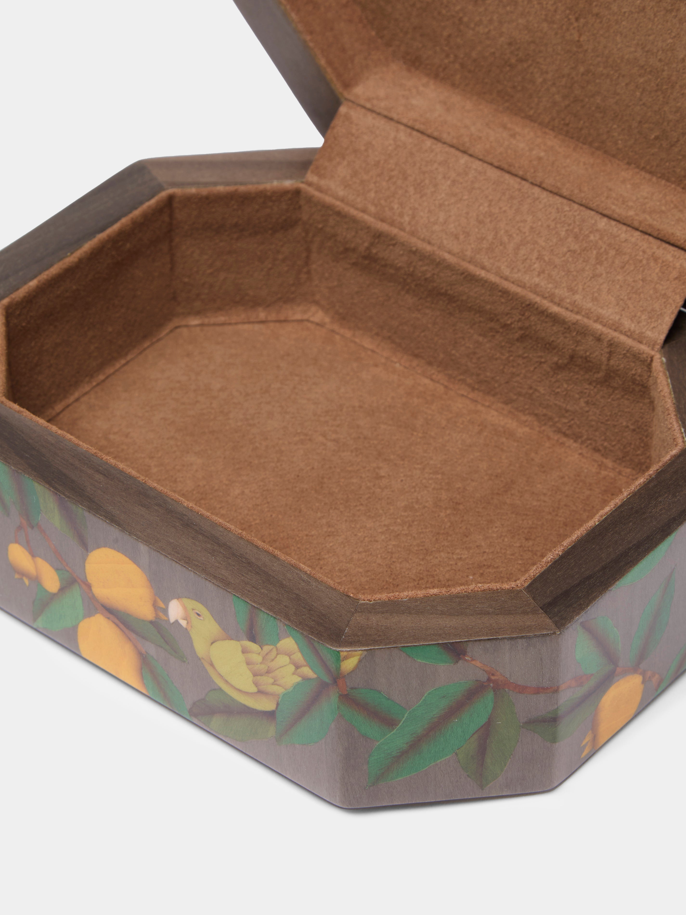 Birds Marquetry Wood Jewelry Box