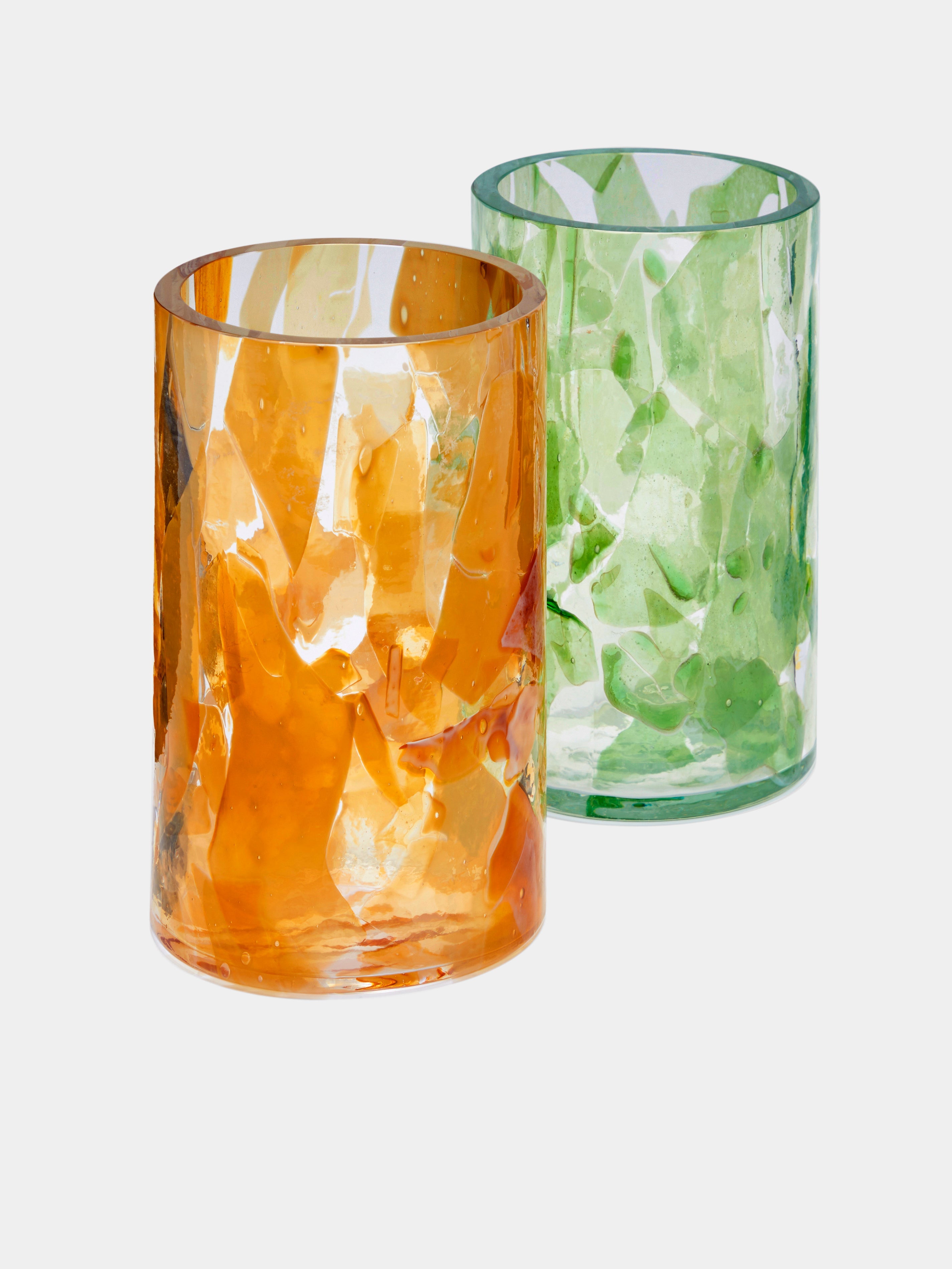 Jade Hand-Blown Murano Glass Vase (8in/20cm)