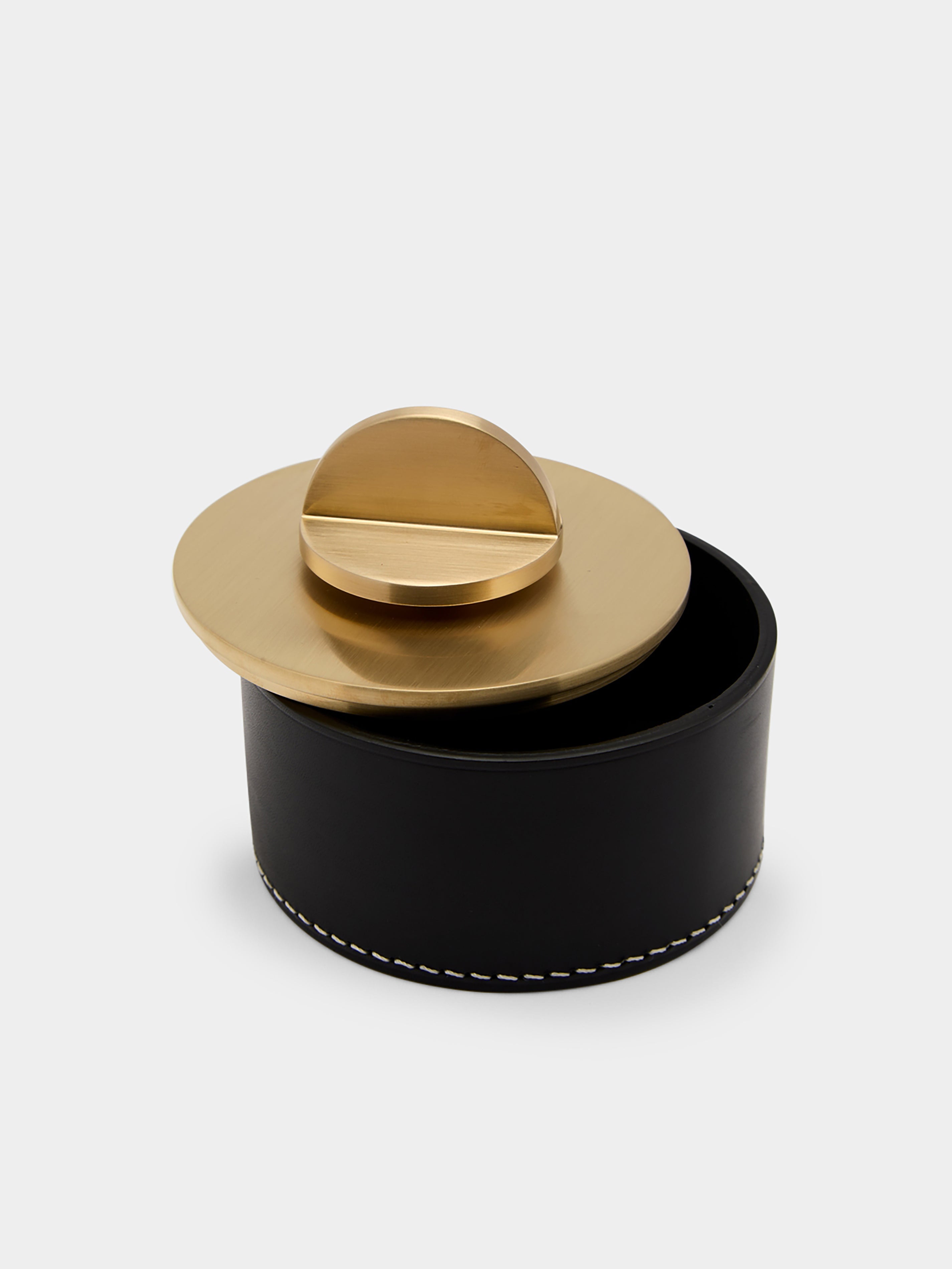 Julie Leather and Brass Large Low Box