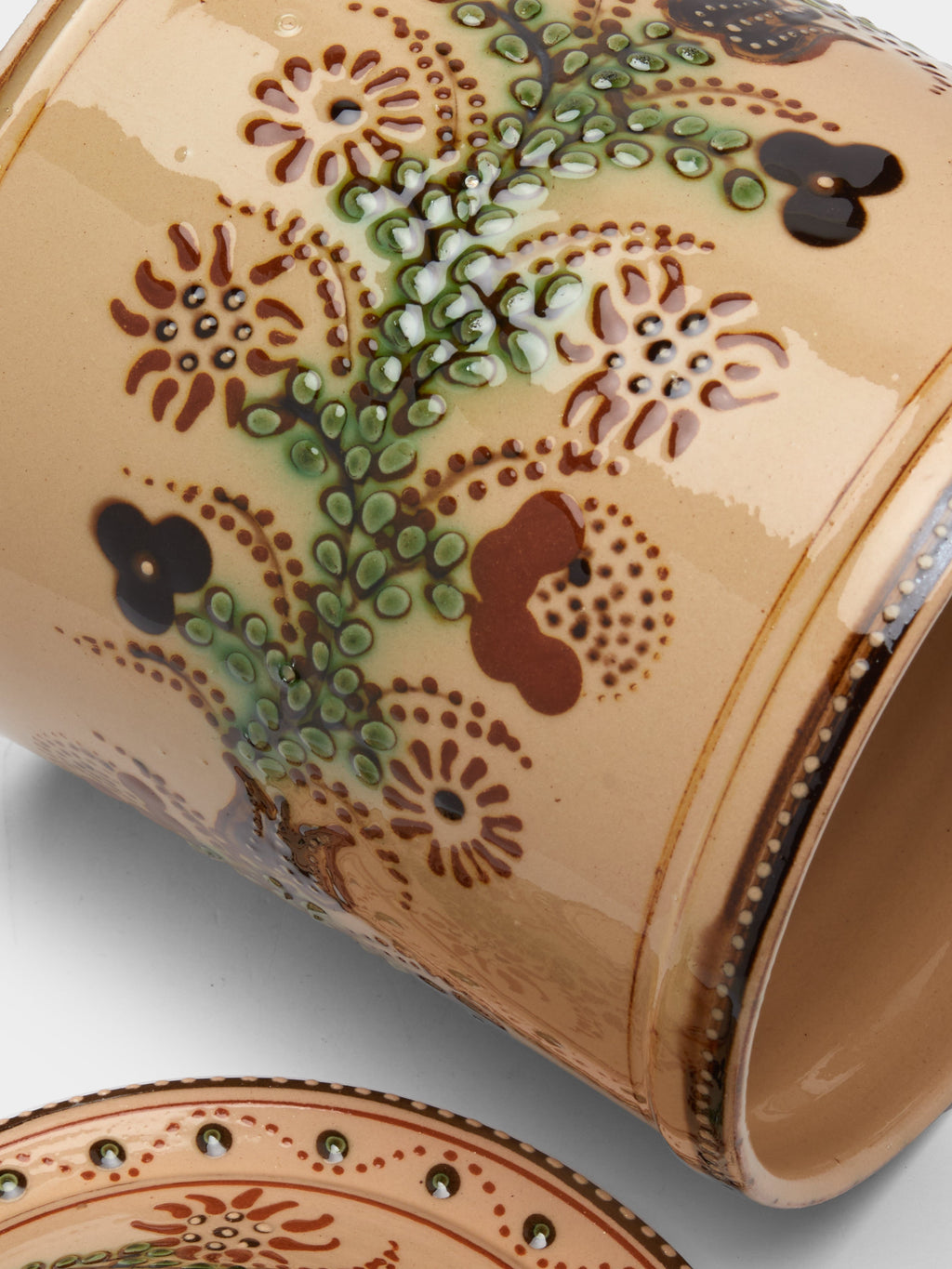Flowers Hand-Painted Ceramic Medium Lidded Pot