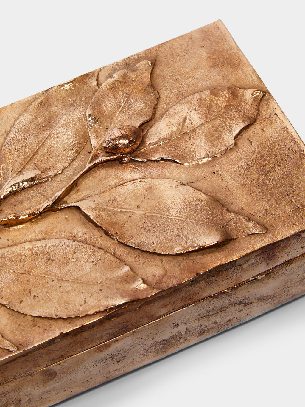Foglie Hand-Cast Bronze Decorative Box